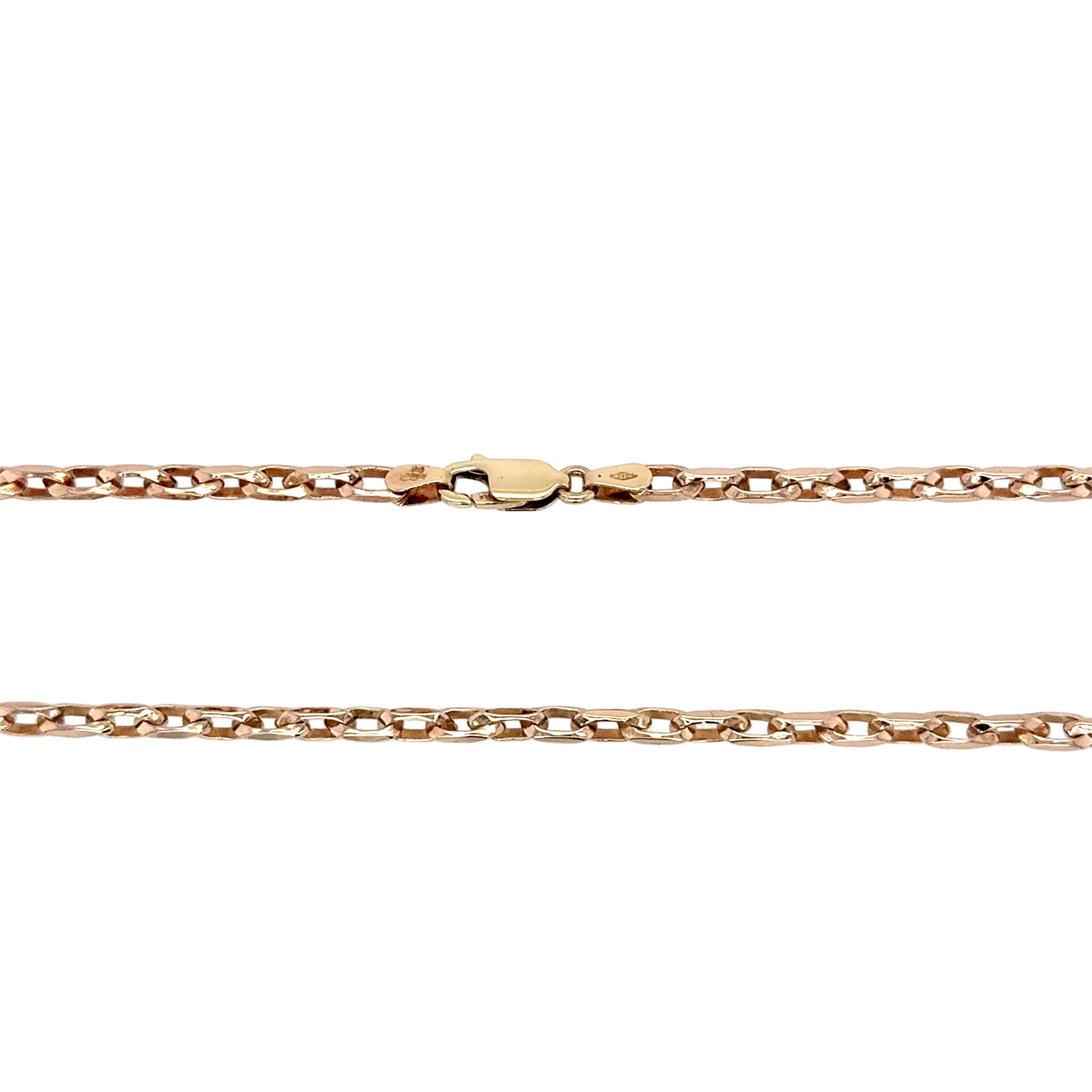 9ct Rose Gold 24"/60cm Rectangular Diamond Cut Belcher Link Chain - 19.90g