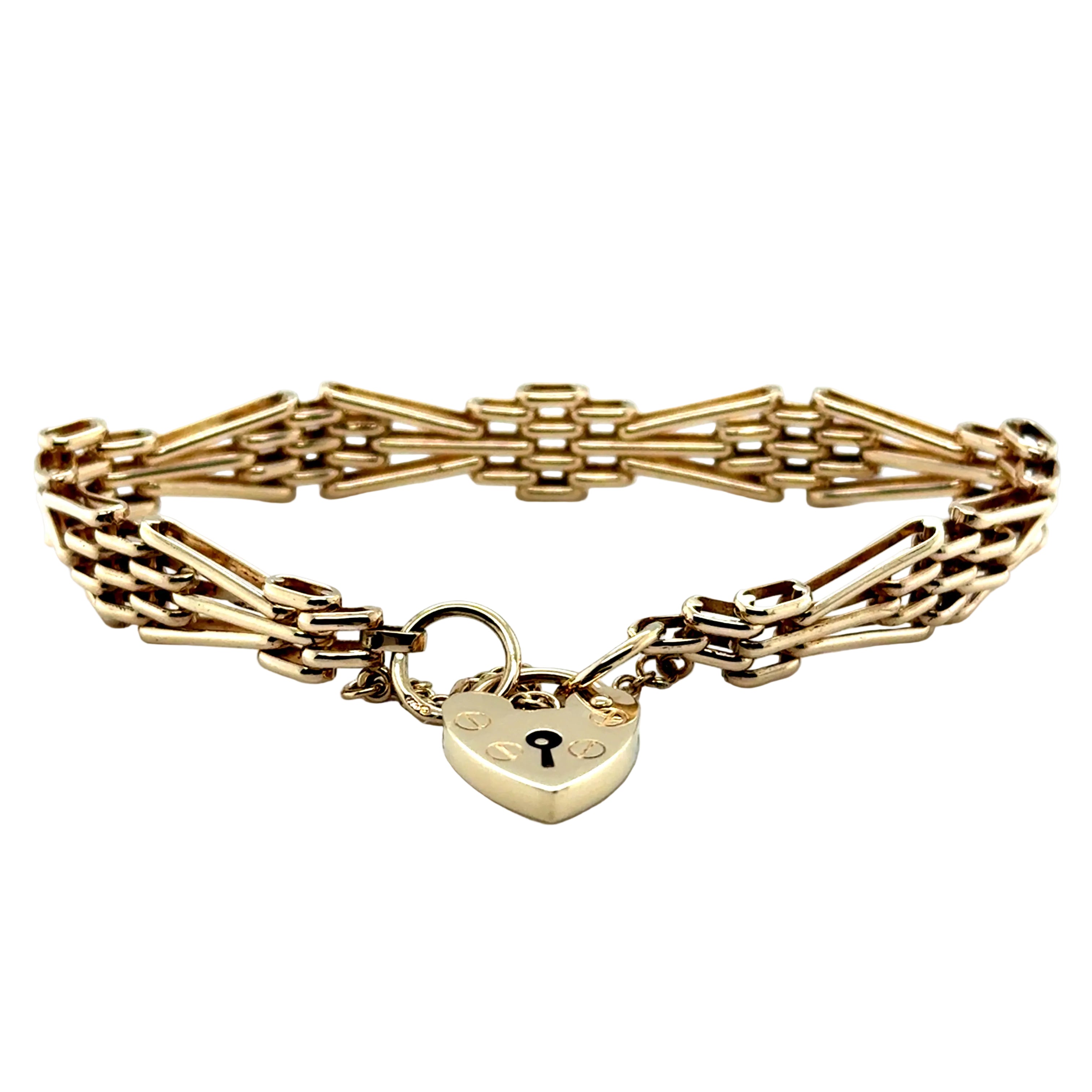 9ct Yellow Gold 7"/17.50cm Bow Shaped Gate Bracelet - 15.83g