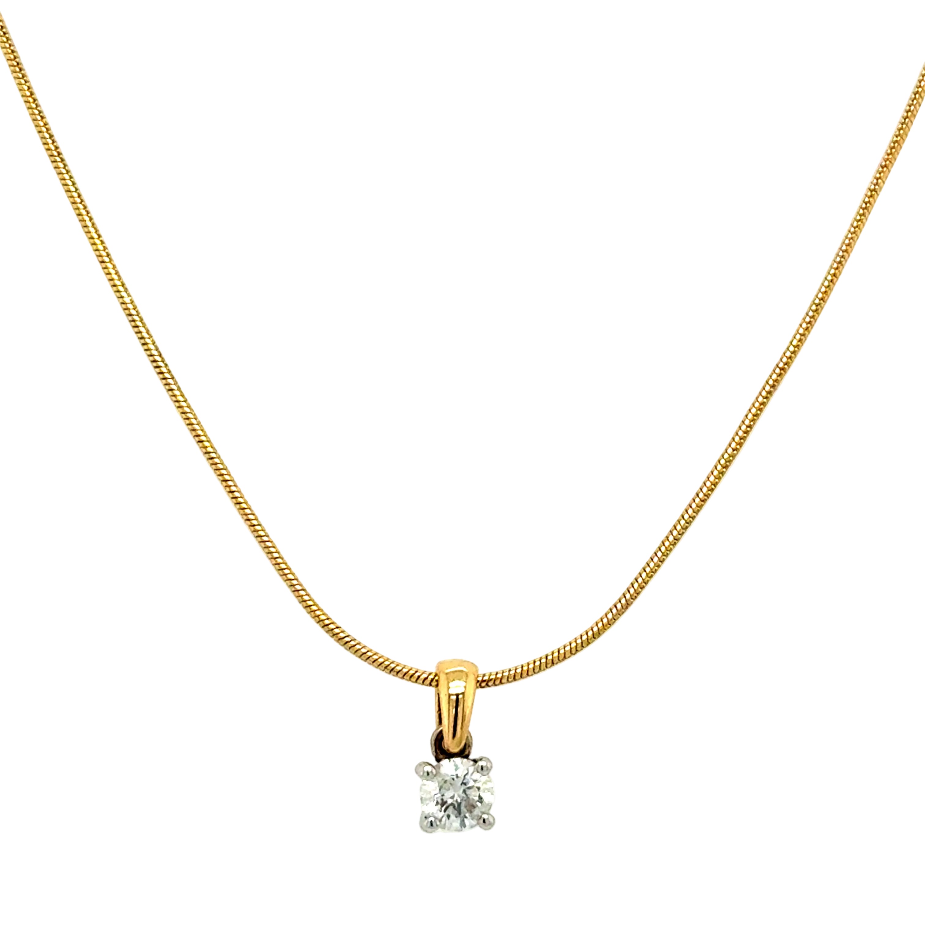 0.25ct Round Brilliant Cut Diamond Solitaire Pendant 18ct Yellow Gold