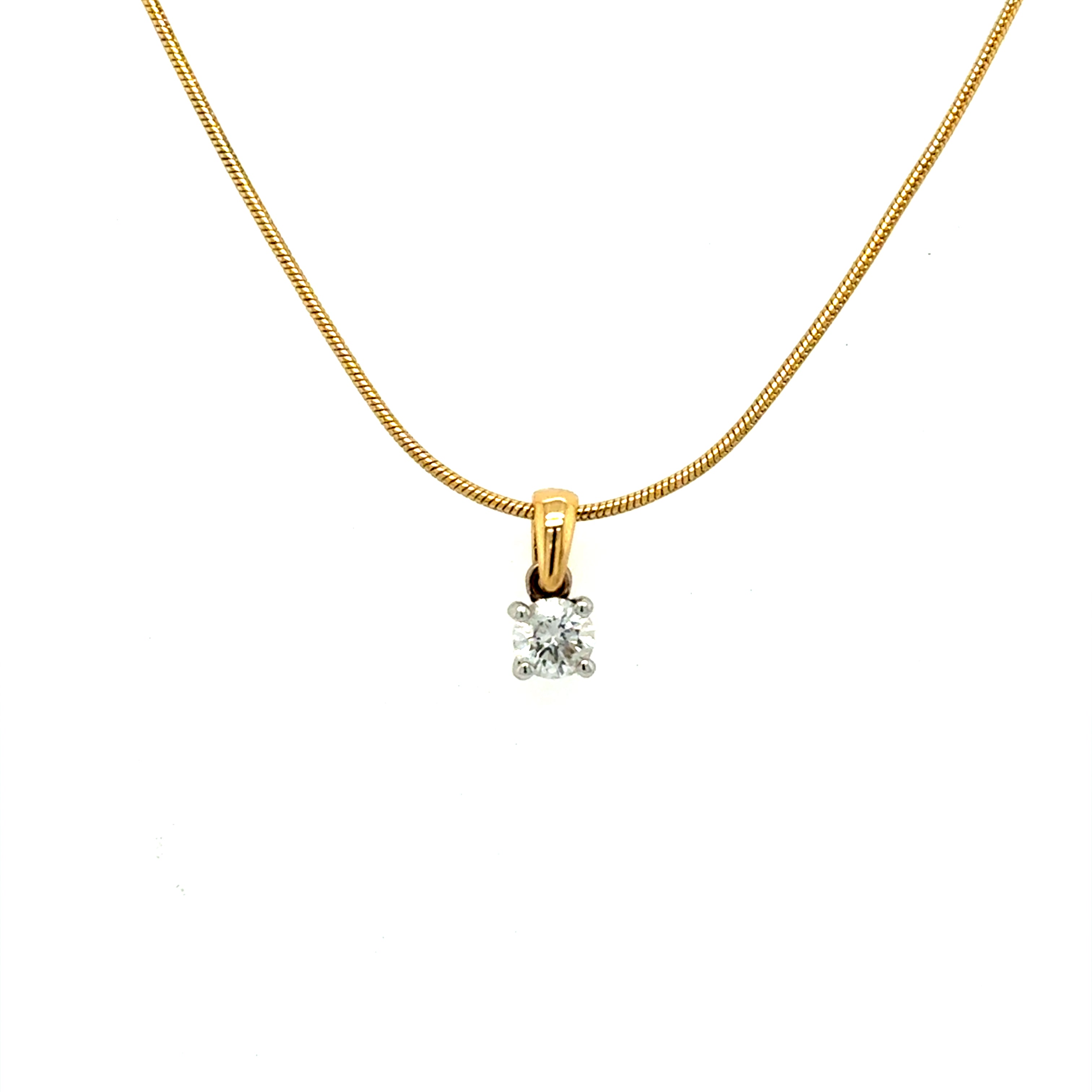 0.25ct Round Brilliant Cut Diamond Solitaire Pendant 18ct Yellow Gold