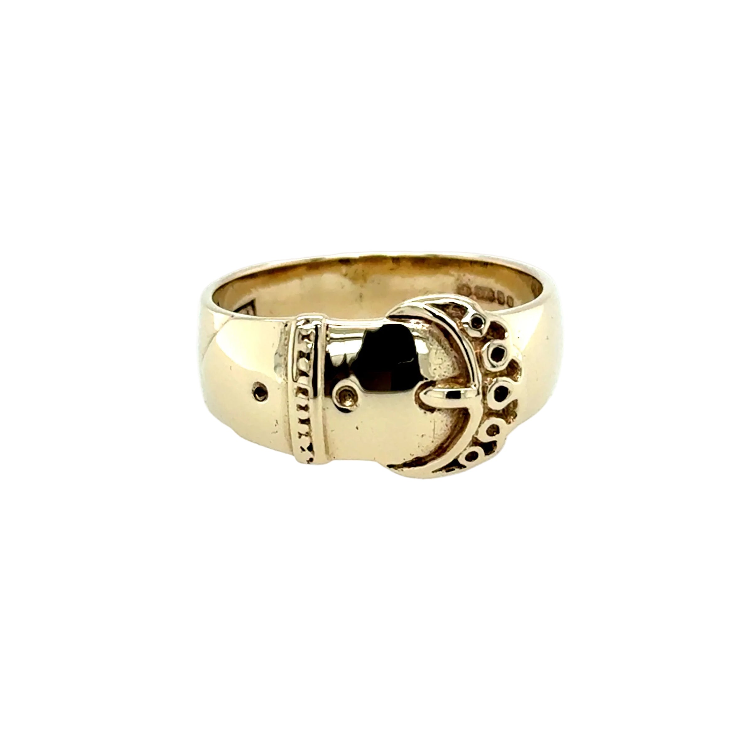 9ct Yellow Gold Vintage Buckle Ring London 1976
