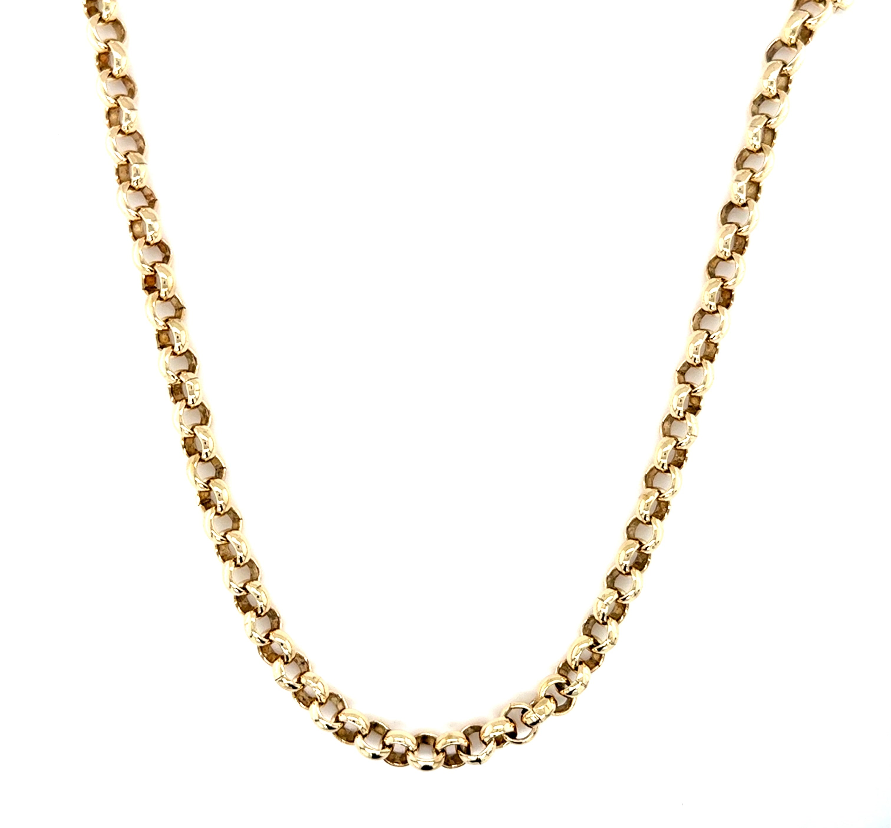 9ct Yellow Gold 21"/52.50cm Chunky Round Link Belcher Chain - 40.10g