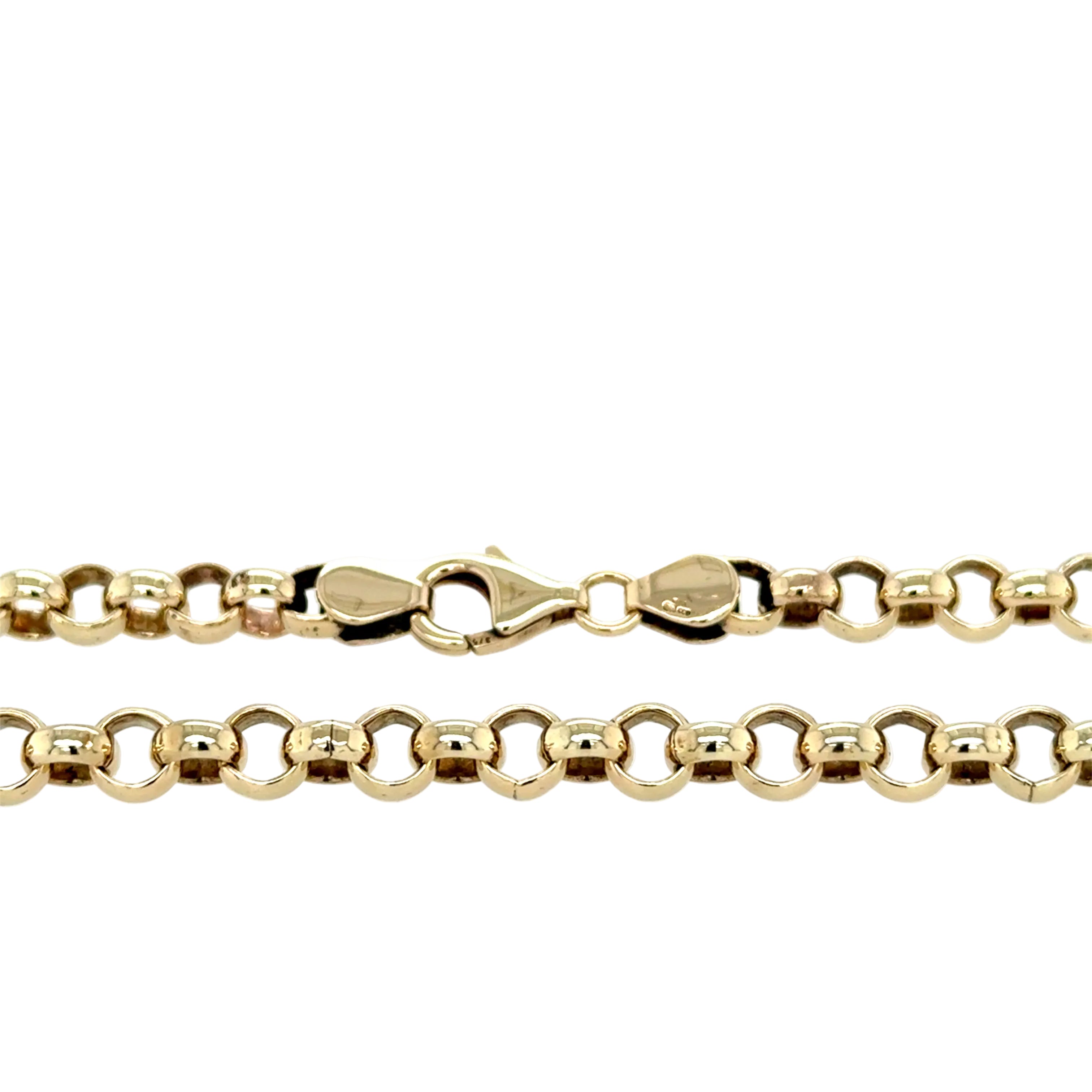 9ct Yellow Gold 21"/52.50cm Chunky Round Link Belcher Chain - 40.10g