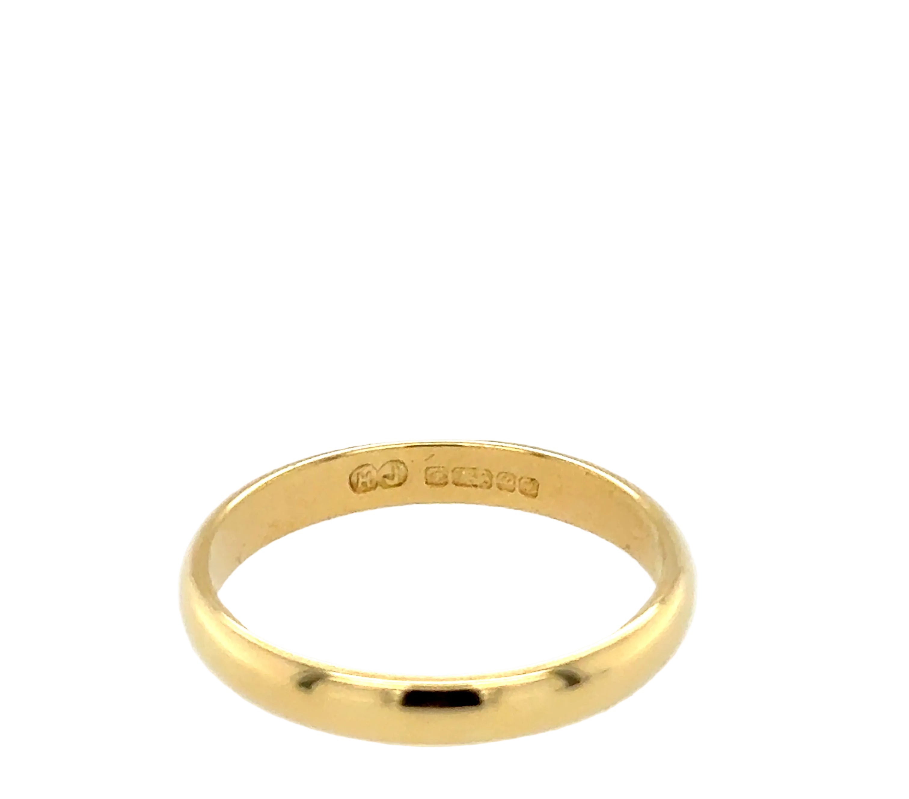 18ct Yellow Gold 3mm D Shaped Wedding Band Size M