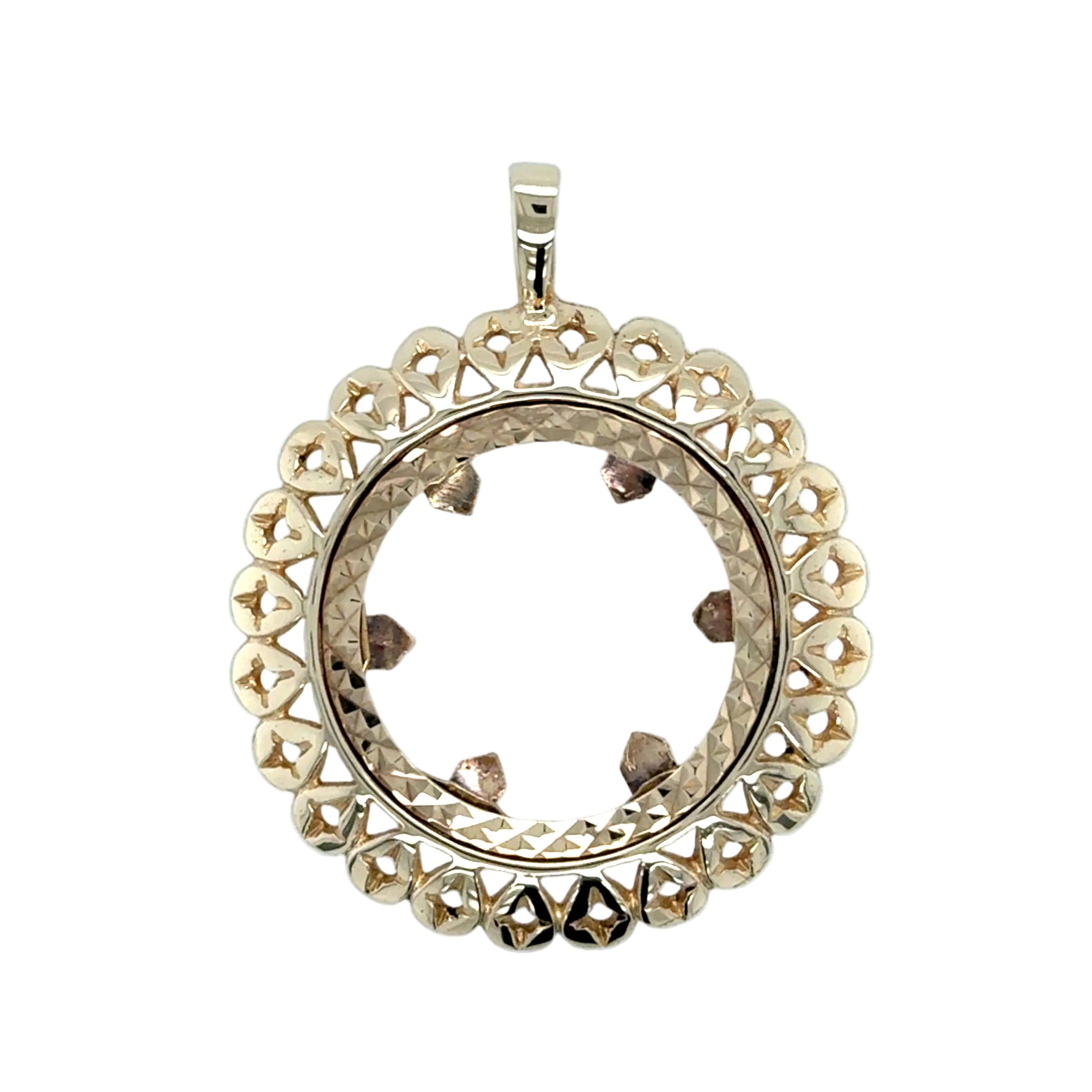 9ct Yellow Gold Half Sovereign Wreath Pendant Mount London 1975