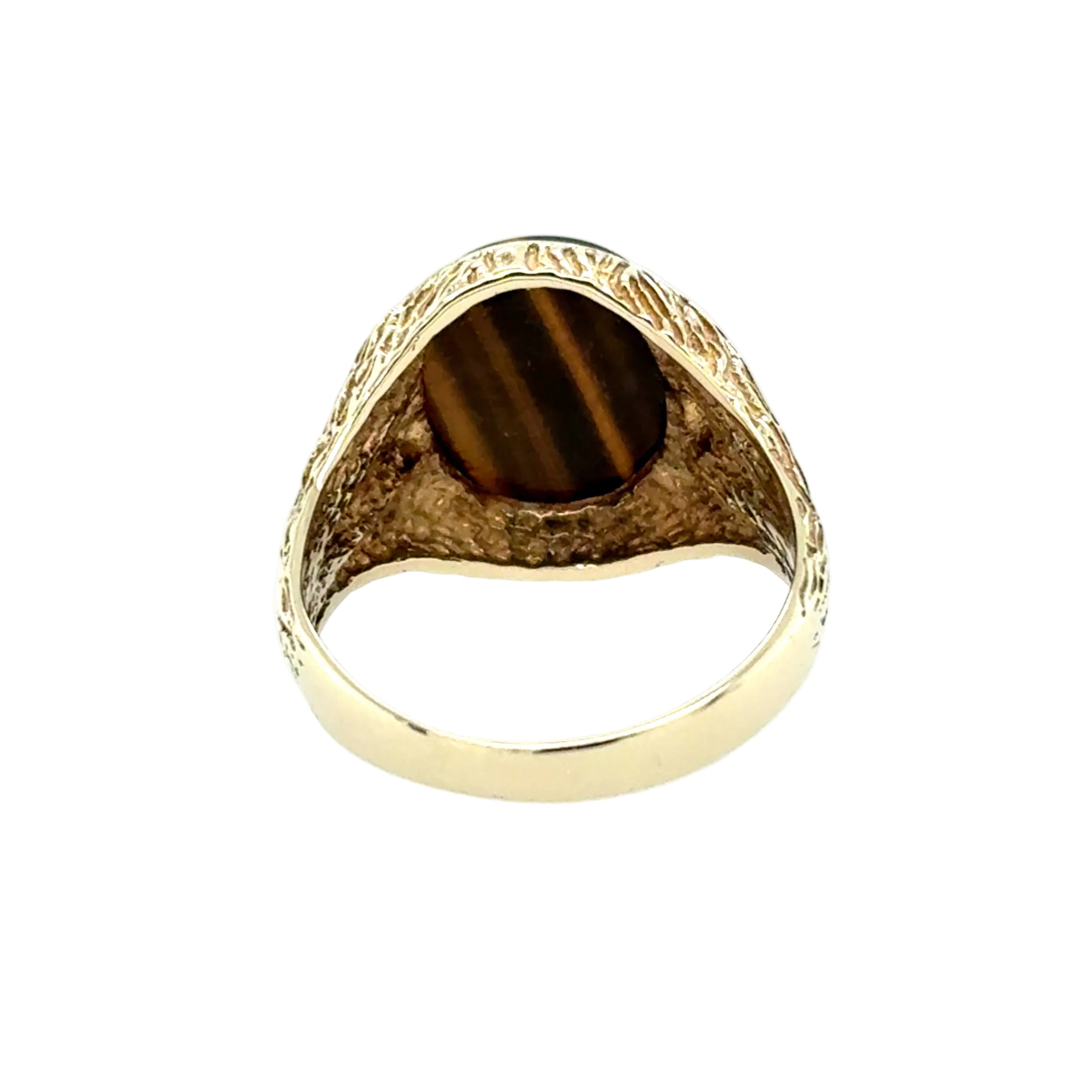 9ct Yellow Gold Vintage Tigers Eye Signet Ring London 1973