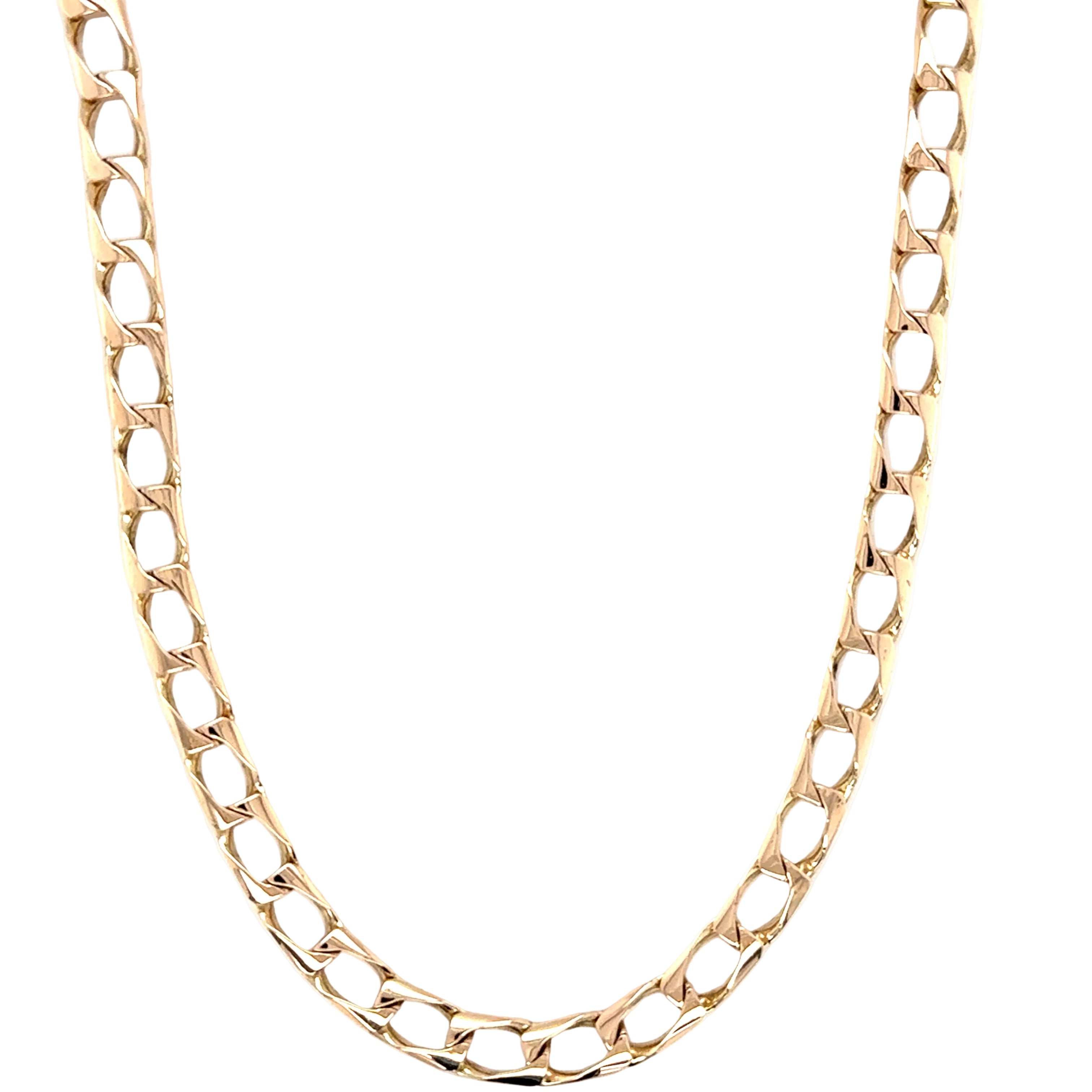 9ct Yellow Gold 18"/45cm Square Link Curb Chain Necklace - 22.61g