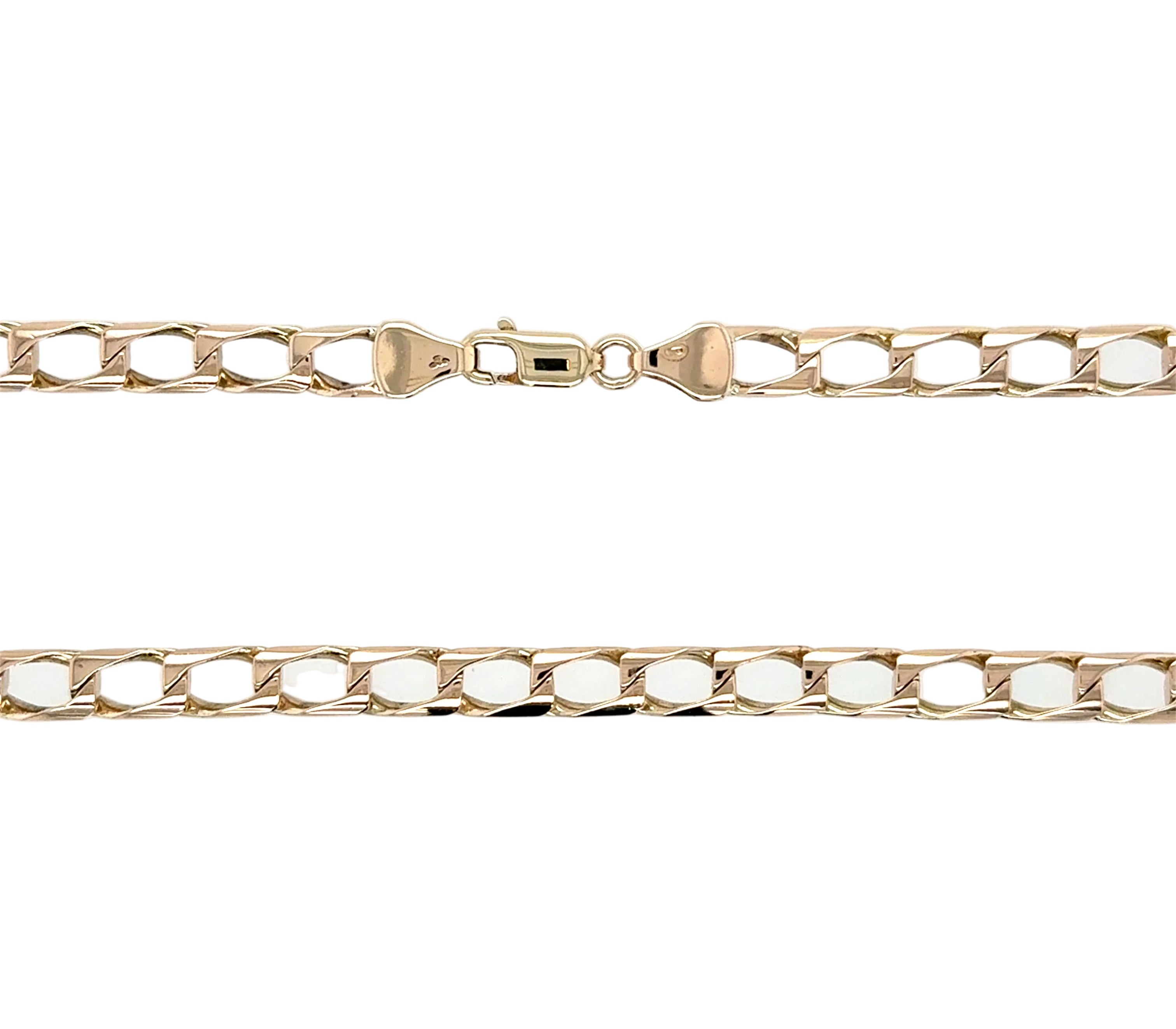 9ct Yellow Gold 18"/45cm Square Link Curb Chain Necklace - 22.61g