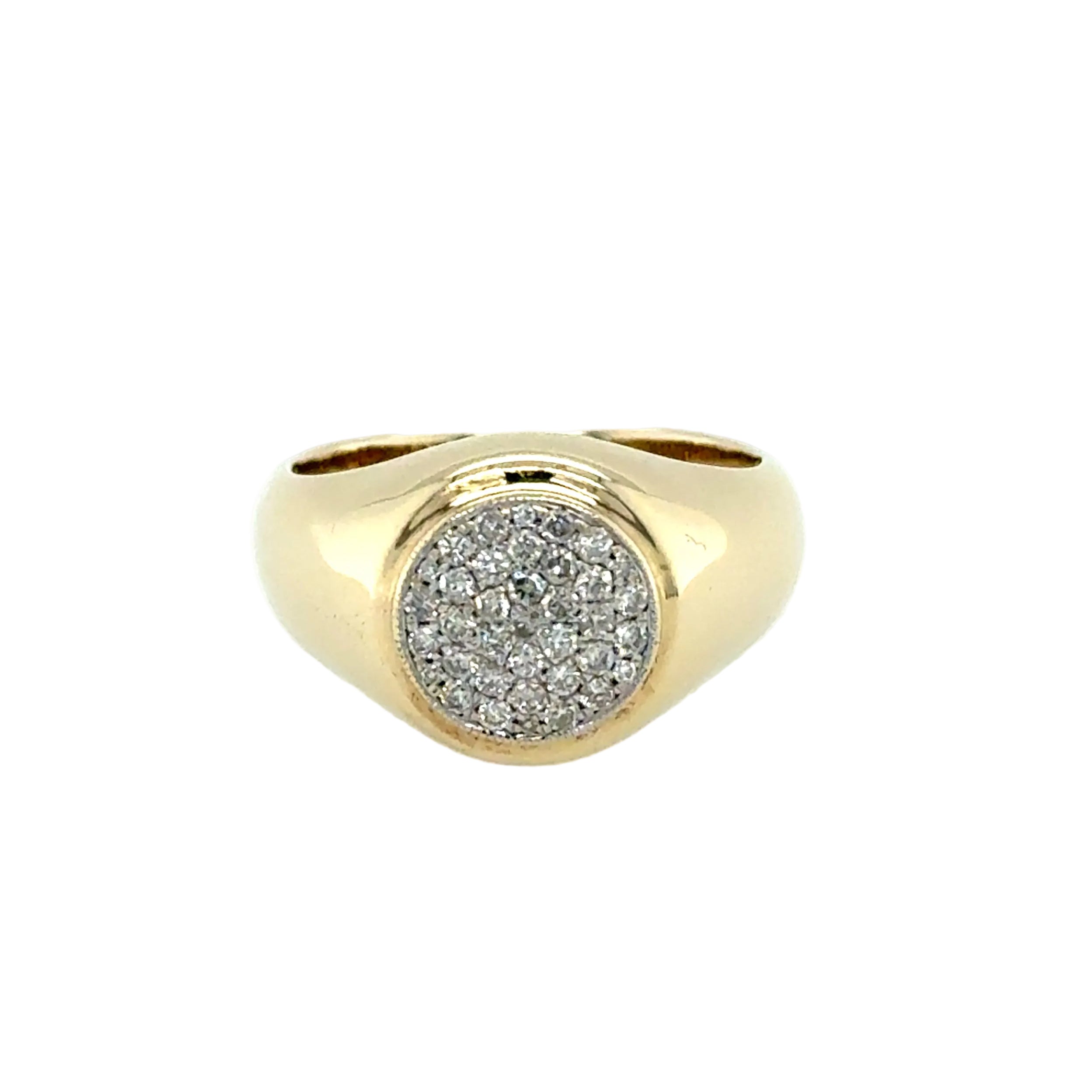 0.33ct Diamond Round Signet Ring 9ct Yellow Gold Size O