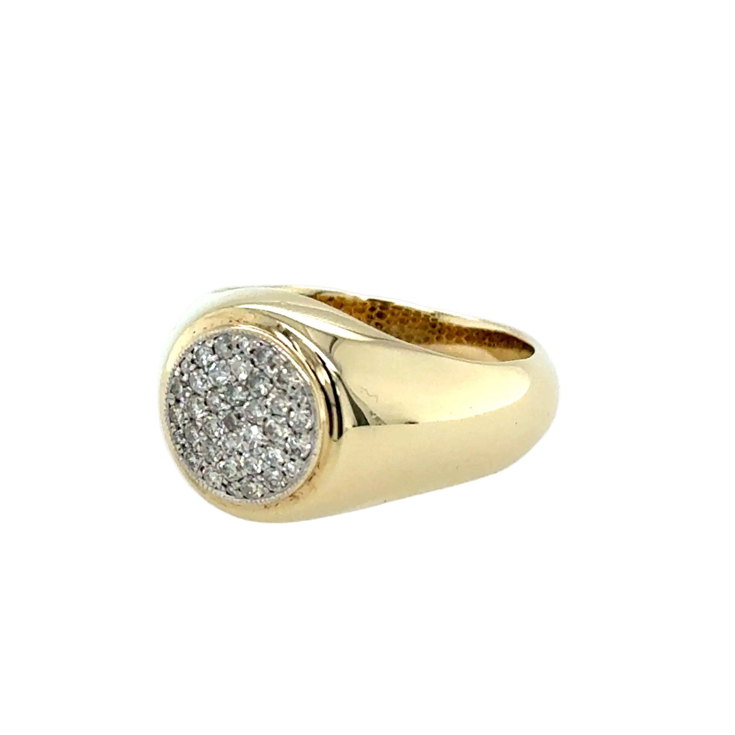 0.33ct Diamond Round Signet Ring 9ct Yellow Gold Size O