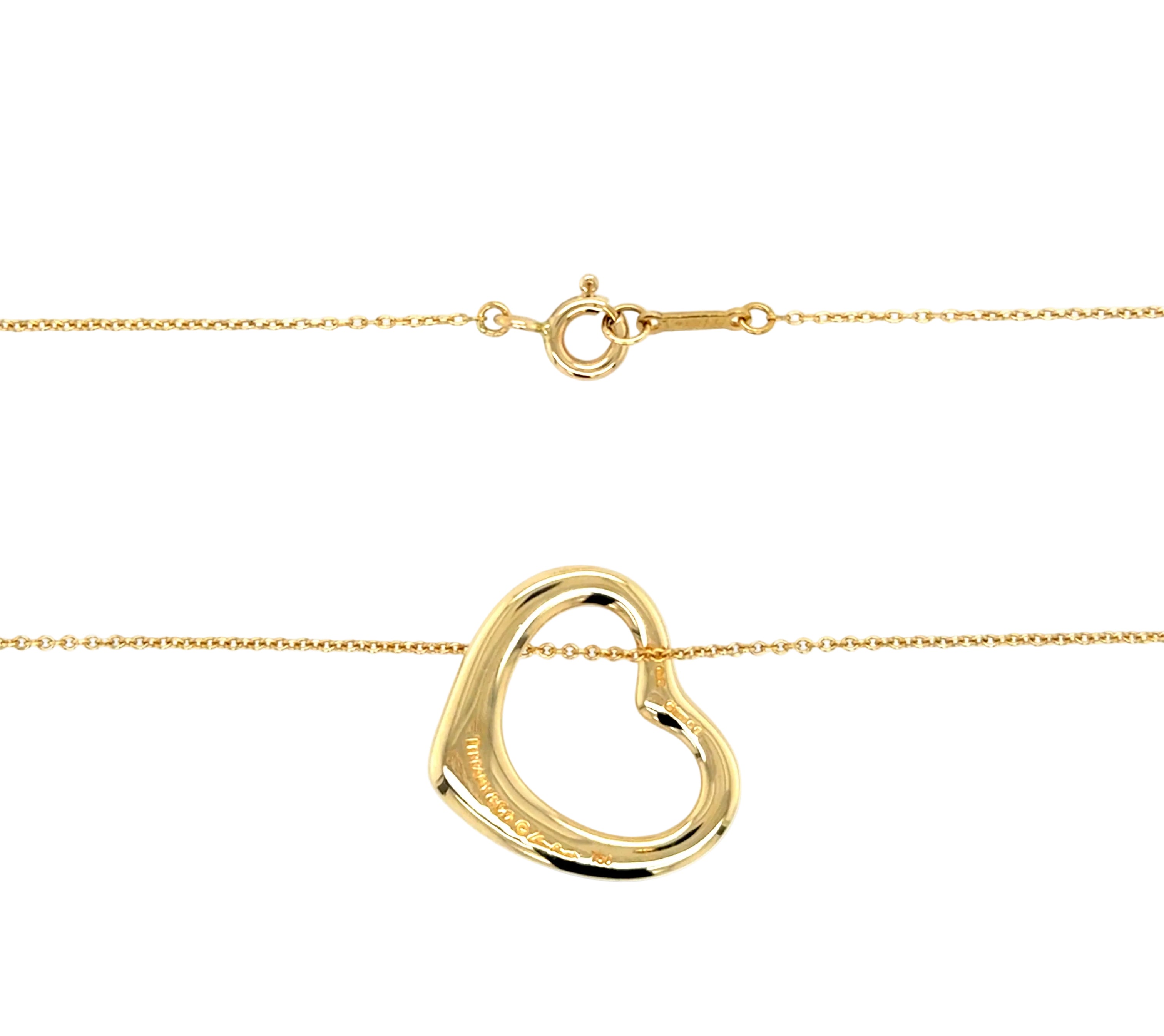 Tiffany & Co Elsa Peretti 22mm Open Heart Pendant 18ct Yellow Gold