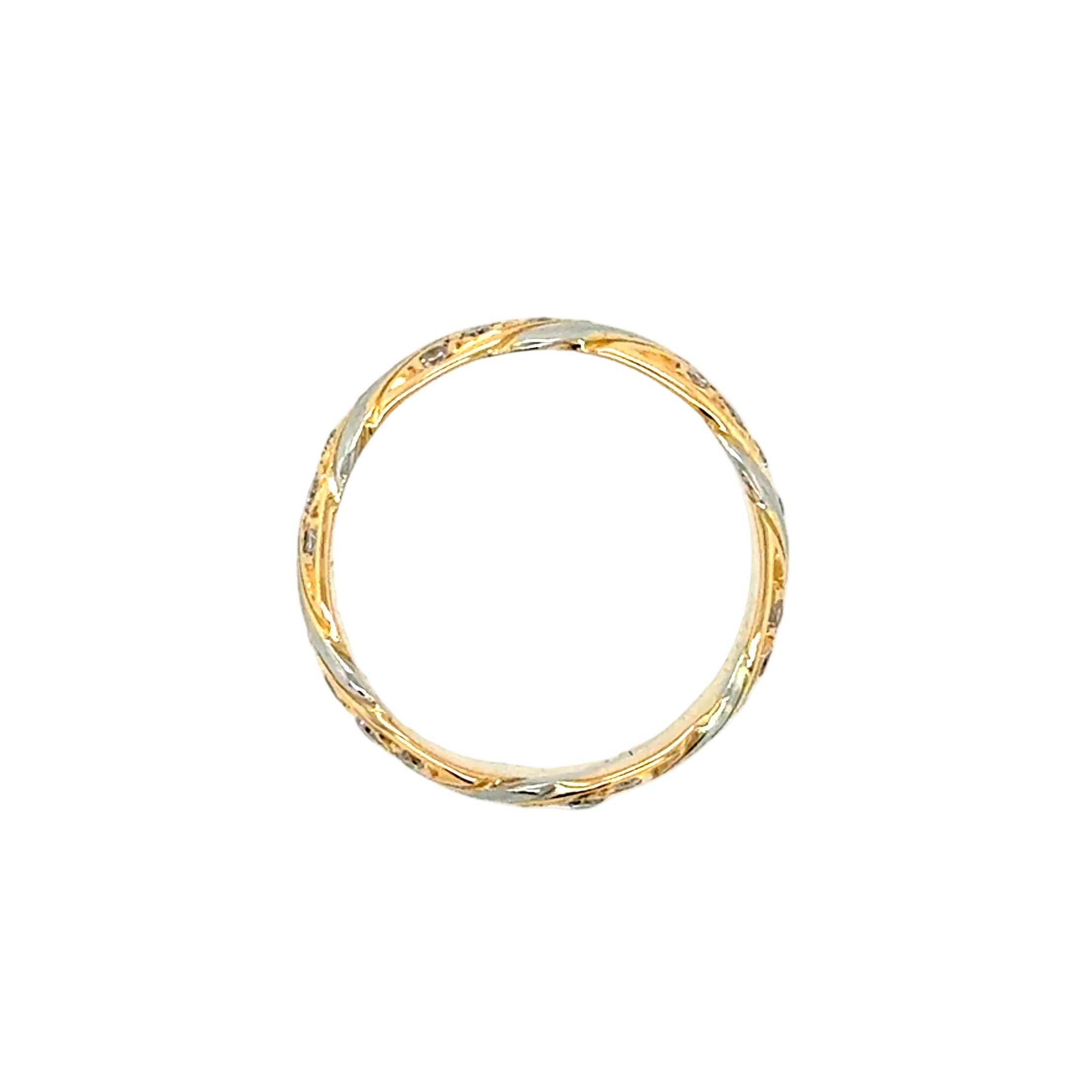 18ct Yellow Gold Platinum & Diamond 6mm Wide Wedding Band