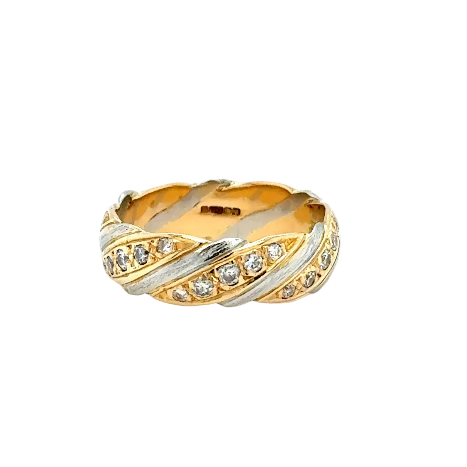 18ct Yellow Gold Platinum & Diamond 6mm Wide Wedding Band