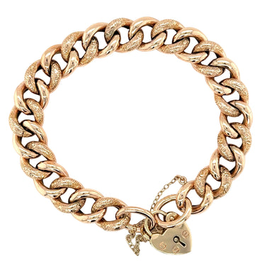9ct Rose Gold 8"/20cm Vintage Chunky Hollow Charm Bracelet