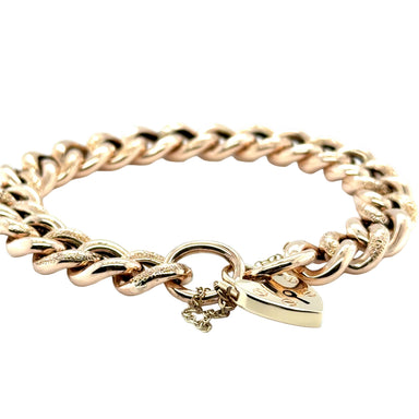9ct Rose Gold 8"/20cm Vintage Chunky Hollow Charm Bracelet