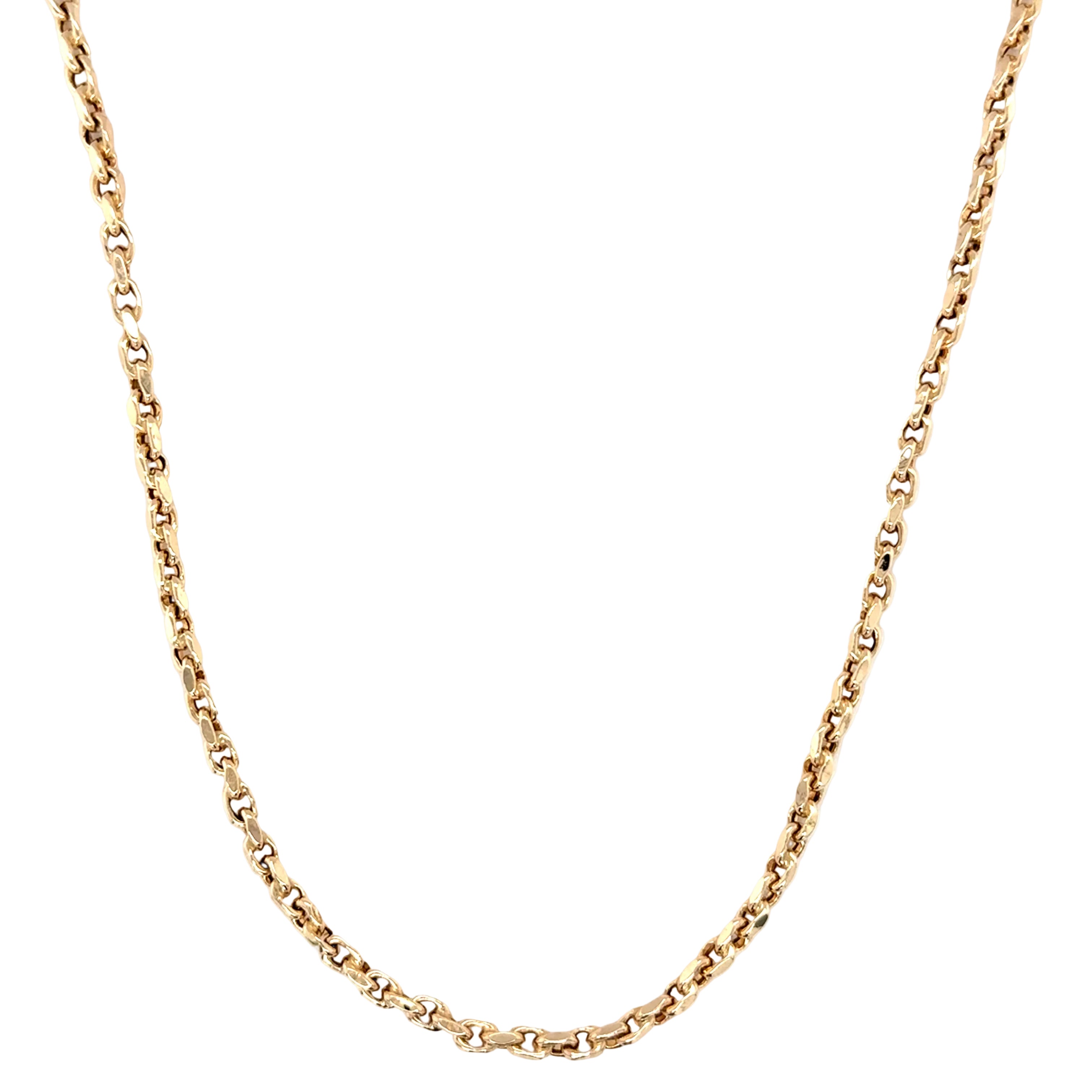 9ct Yellow Gold 20"/50cm Hollow Rectangular Belcher Link Chain