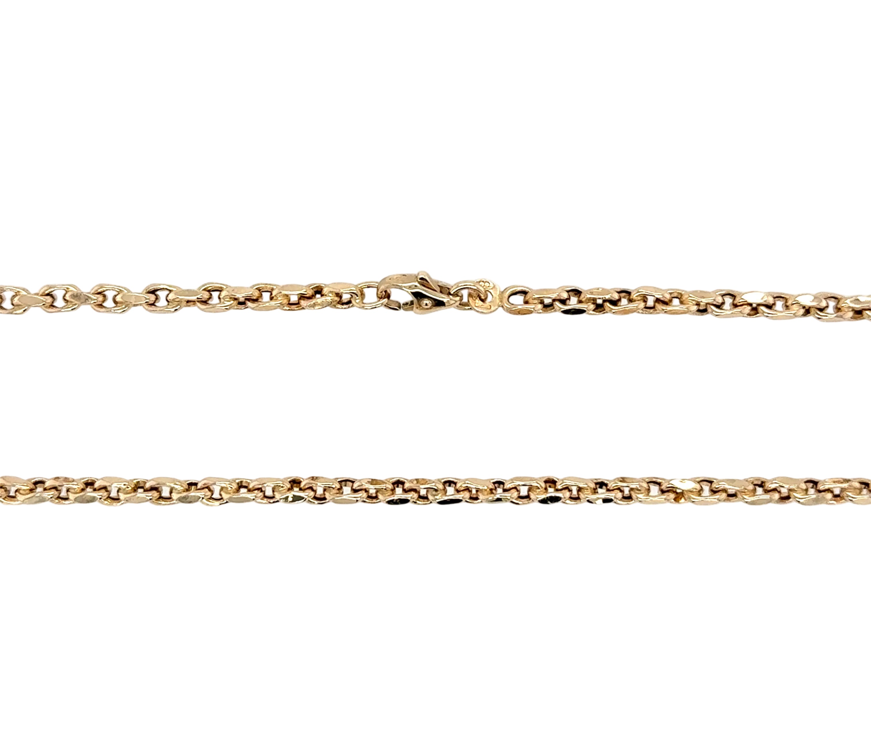 9ct Yellow Gold 20"/50cm Hollow Rectangular Belcher Link Chain