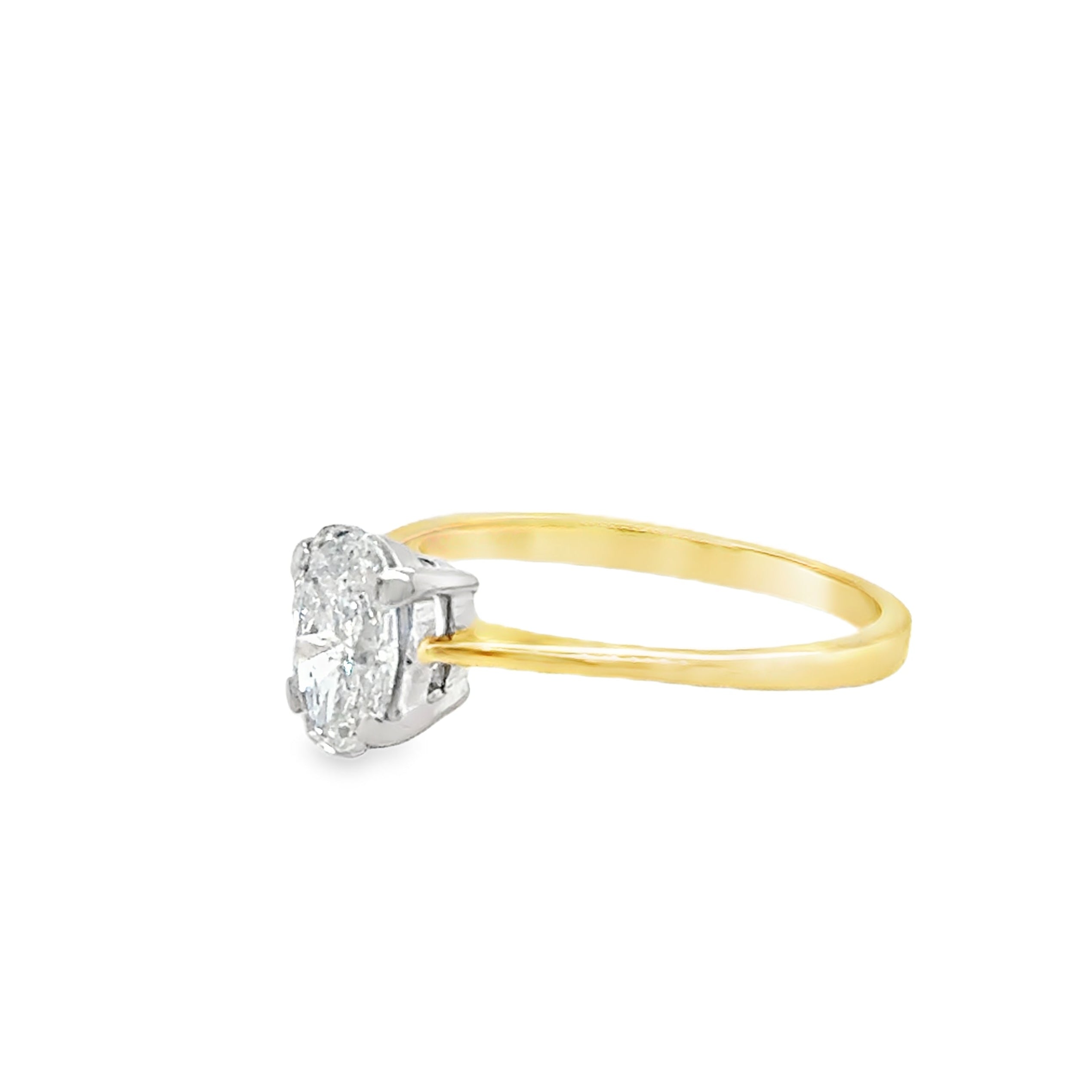 1.00ct Oval Brilliant Cut Diamond Solitaire Ring 18ct Yellow Gold