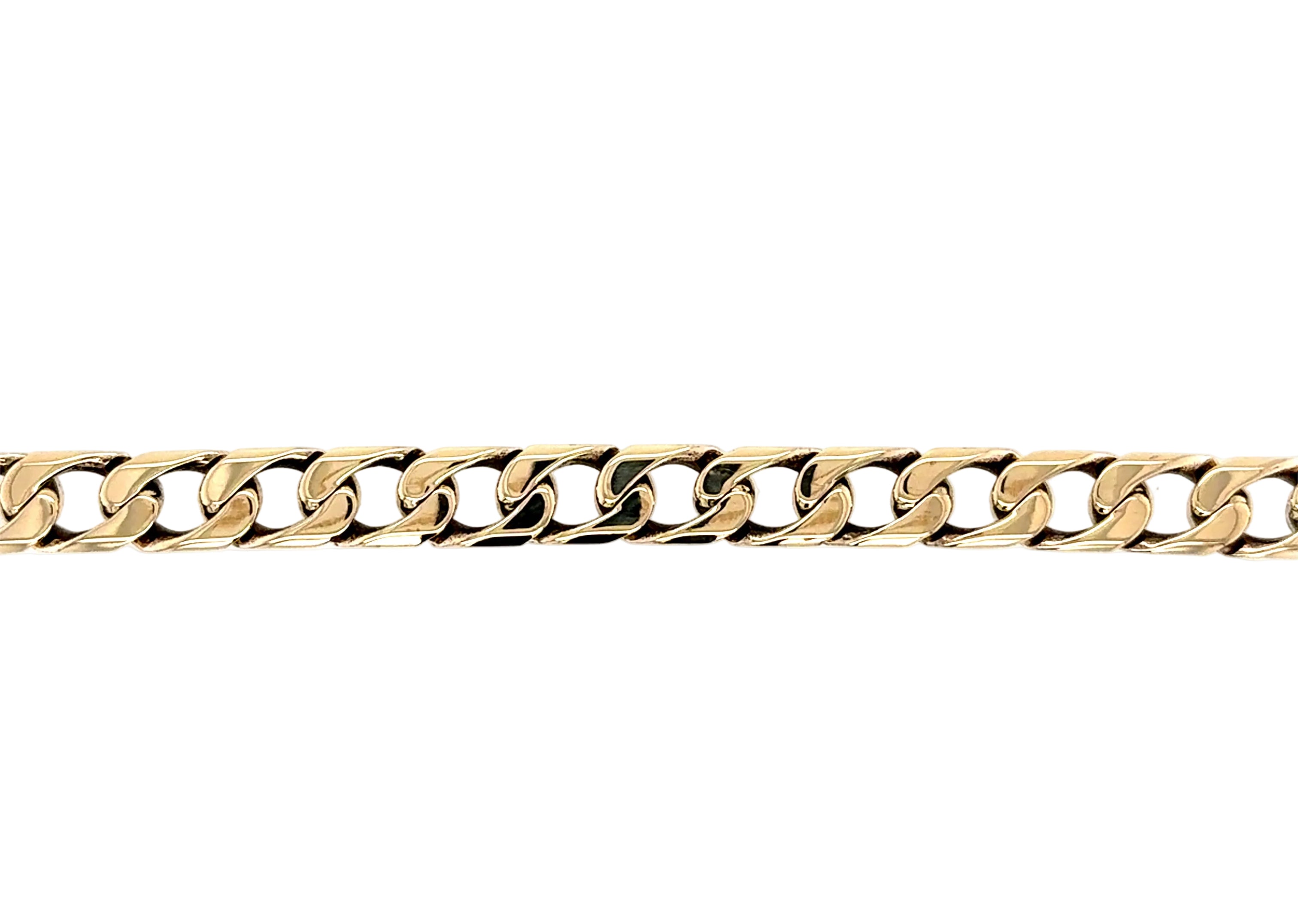 9ct Yellow Gold 9"/22.50cm Flat Edge Curb Link Bracelet - 20.56g