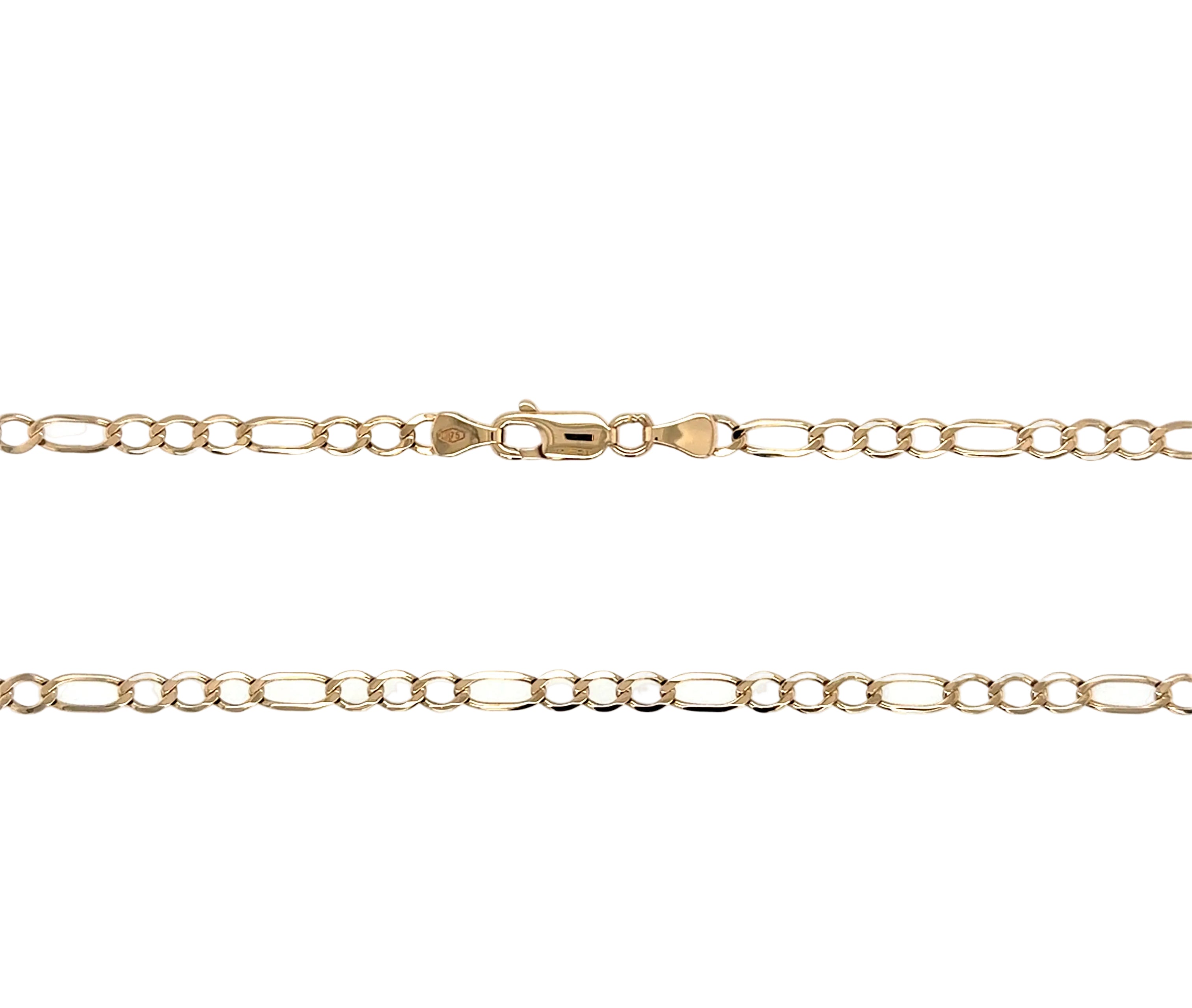 9ct Yellow Gold 22"/55cm Figaro Link Chain Necklace - 5.87g