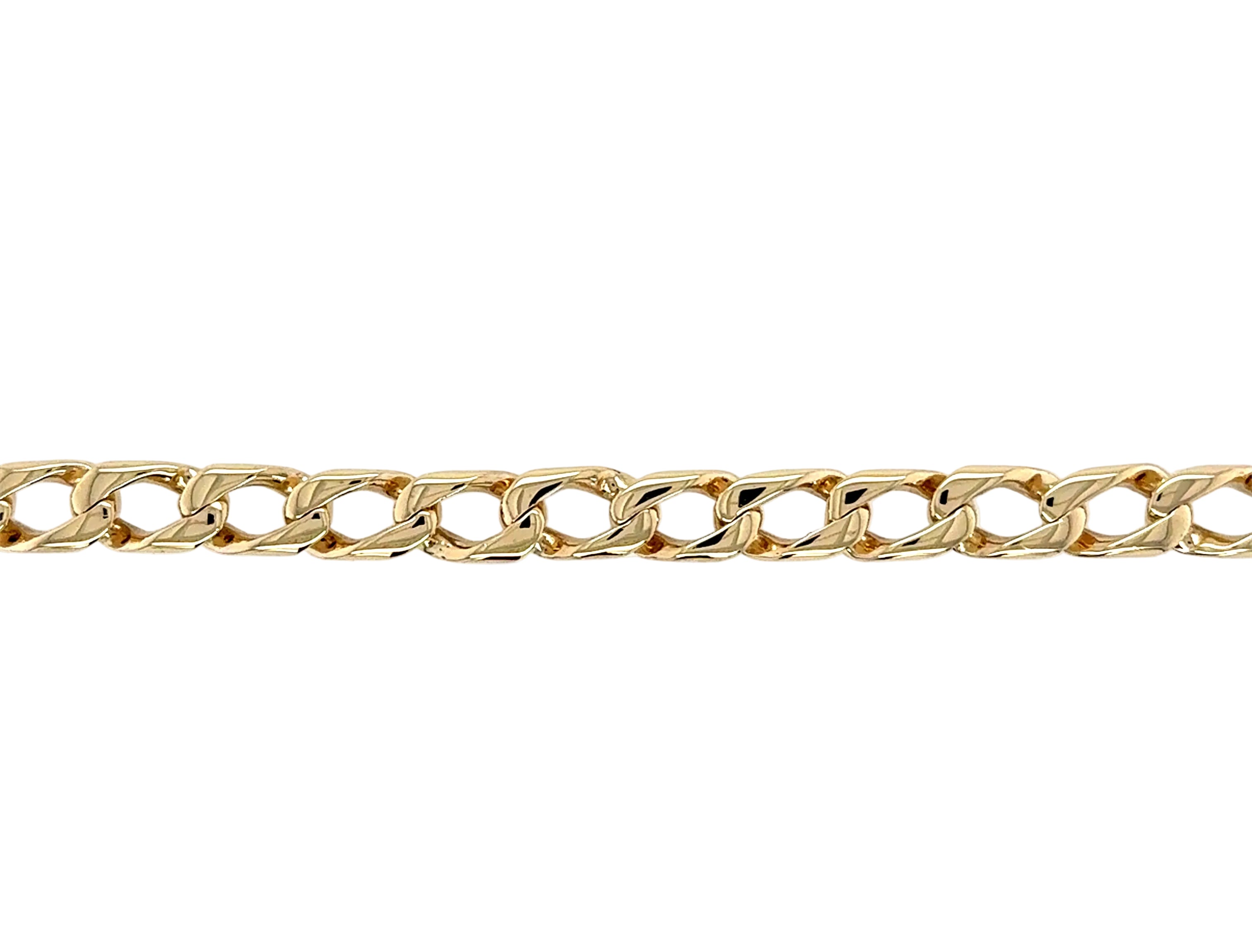 9ct Yellow Gold 9"/22.50cm Flat Edge Curb Link Bracelet - 18.05g