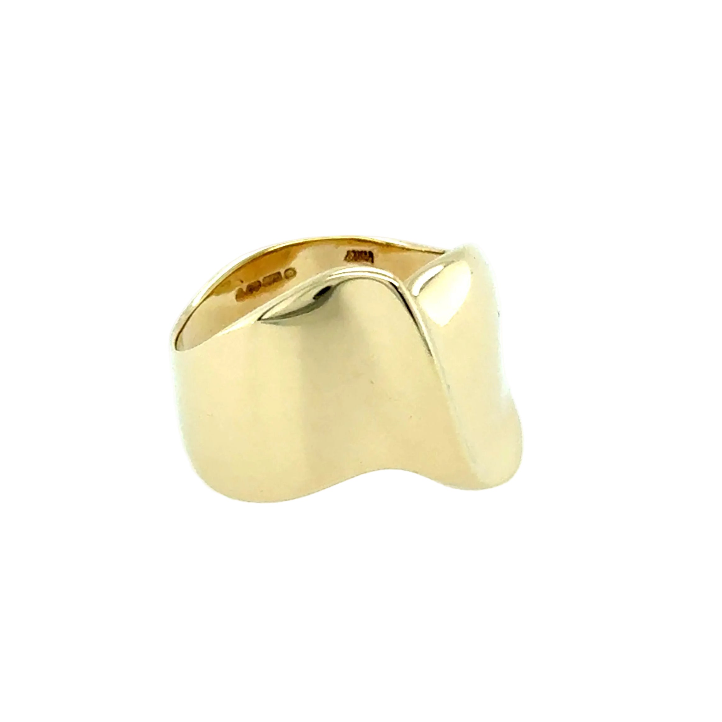 Unusual Vintage 9ct Yellow Gold Wave Dress Ring Circa 1990's
