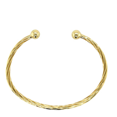 9ct Yellow Gold 7"/17.50cm Twisted Solid Torque Bangle - 8.60g