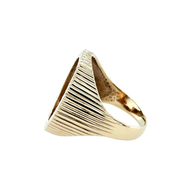 9ct Yellow Gold Groove Detail Half Sovereign Ring Mount London 1990
