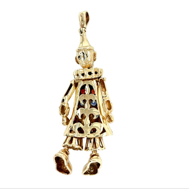 9ct Yellow Gold Gemstone Set Large Novelty Clown Pendant - 19.50g