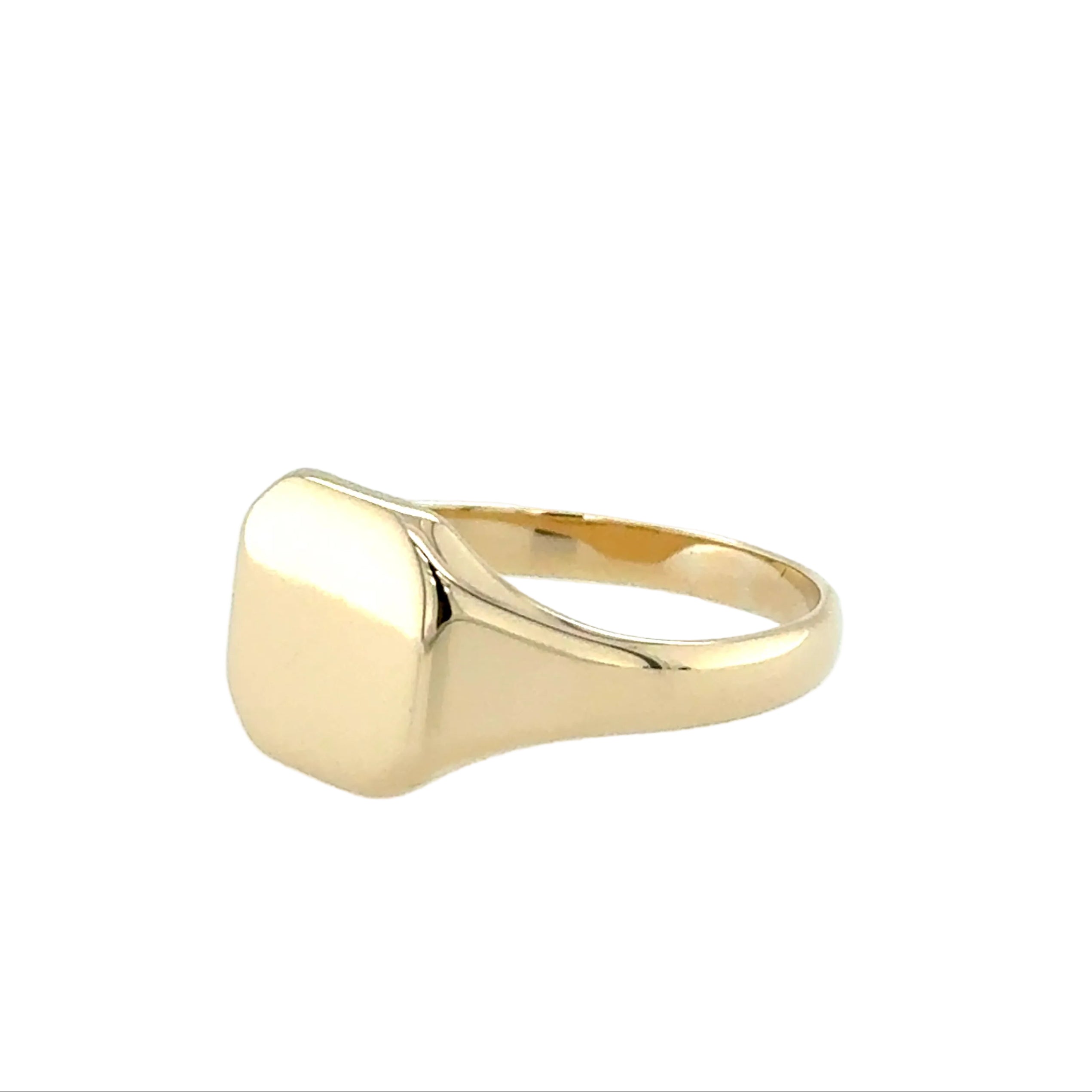 9ct Yellow Gold Cushion Shaped Signet Ring Size Z+2