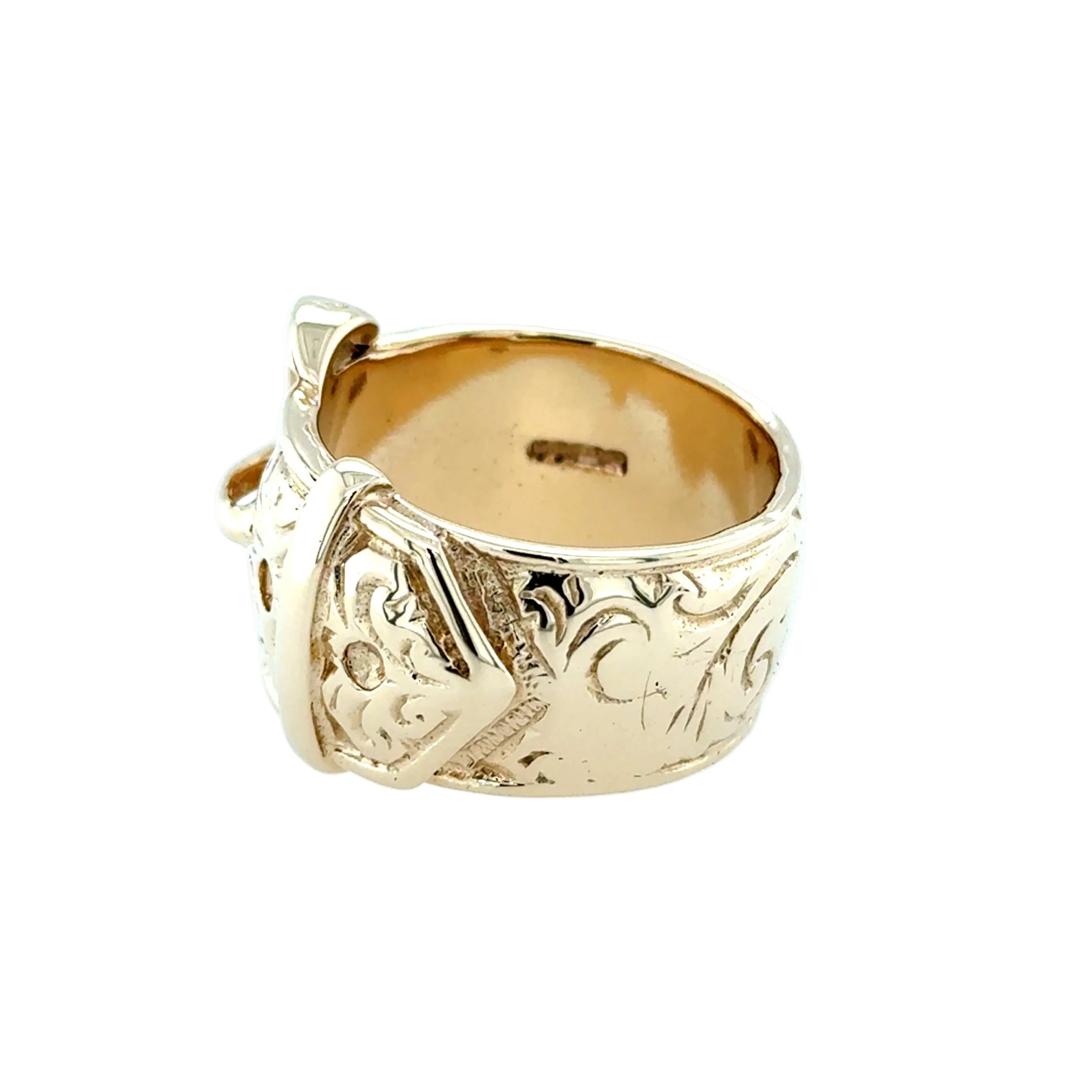 9ct Yellow Gold Vintage Heavyweight Belt Buckle Ring London 1988