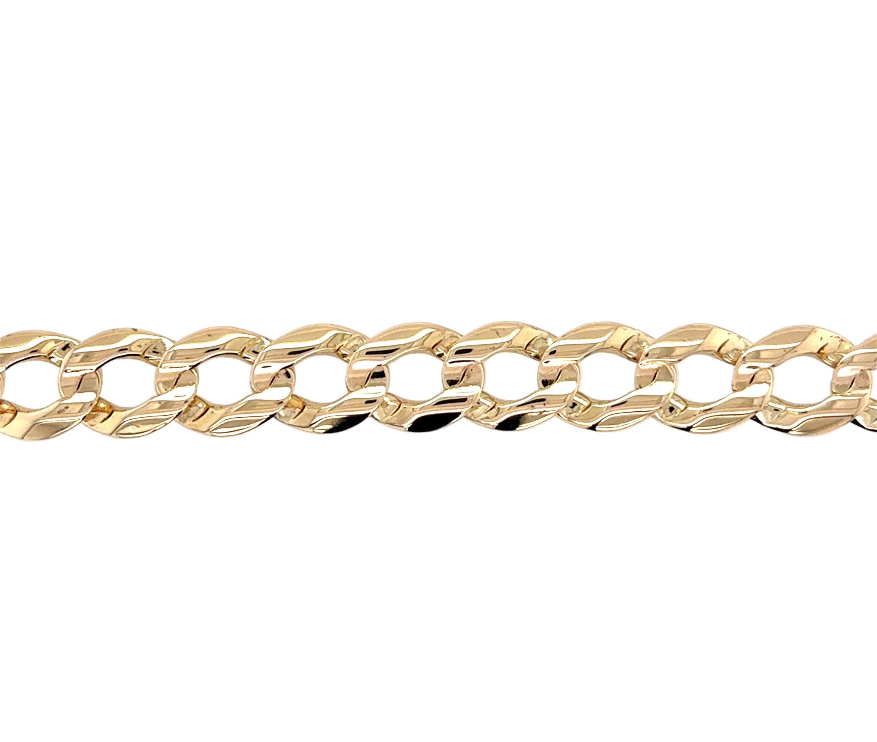 9ct Yellow Gold 8.75"/21.88cm Curb Link Bracelet - 26.63g