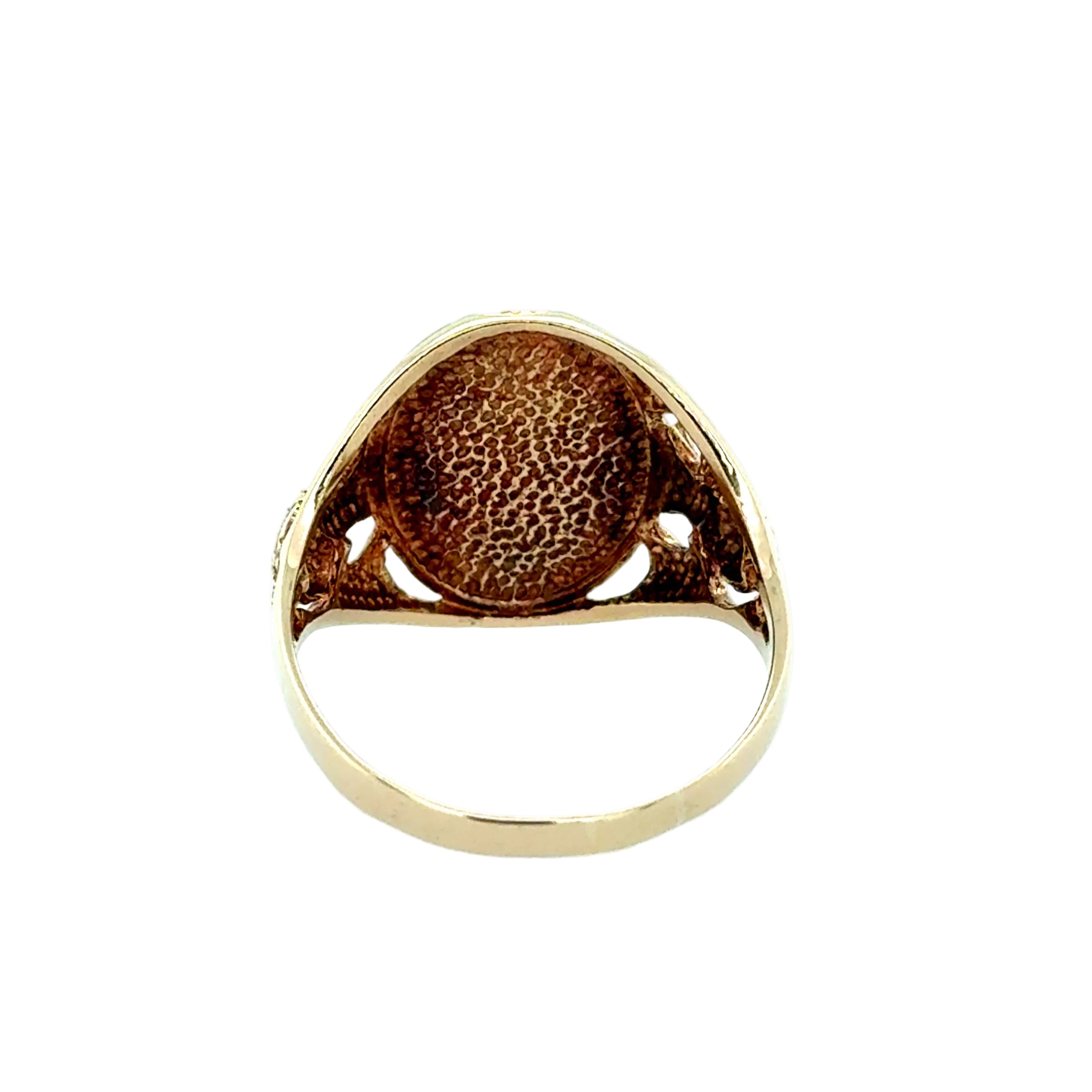 9ct Yellow Gold Oval Masonic Scottish Thistle Signet Ring