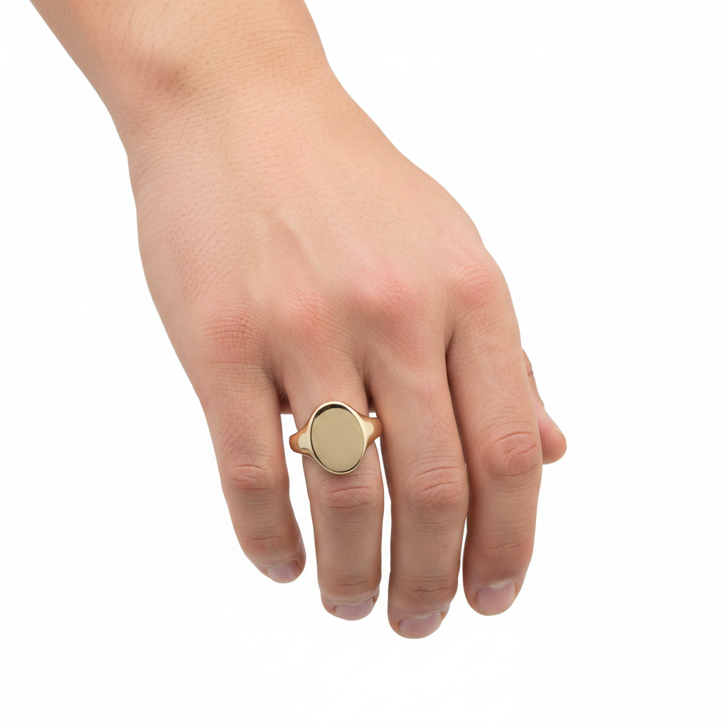 9ct Yellow Gold Vintage Chunky Oval Signet Ring Size W