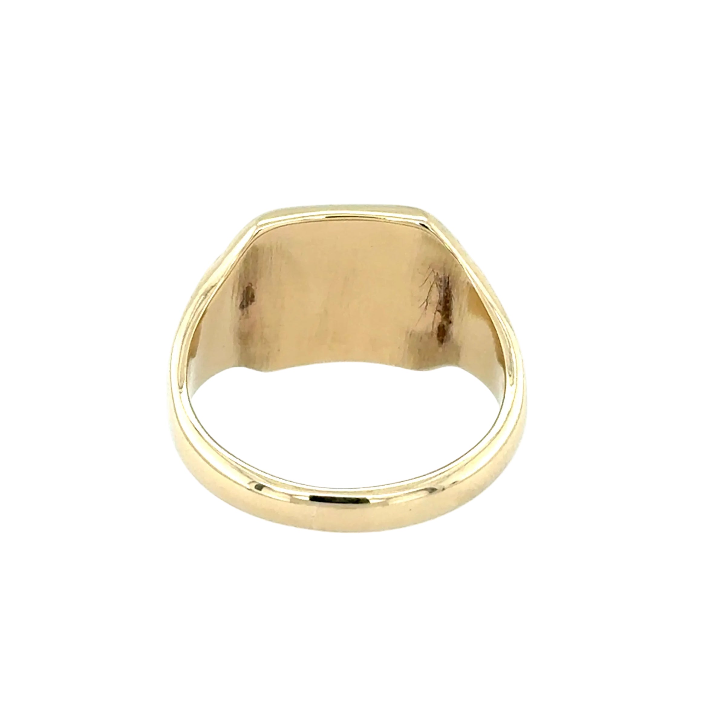 9ct Yellow Gold Vintage Square Plain & Patterned Signet Ring Birmingham 1992