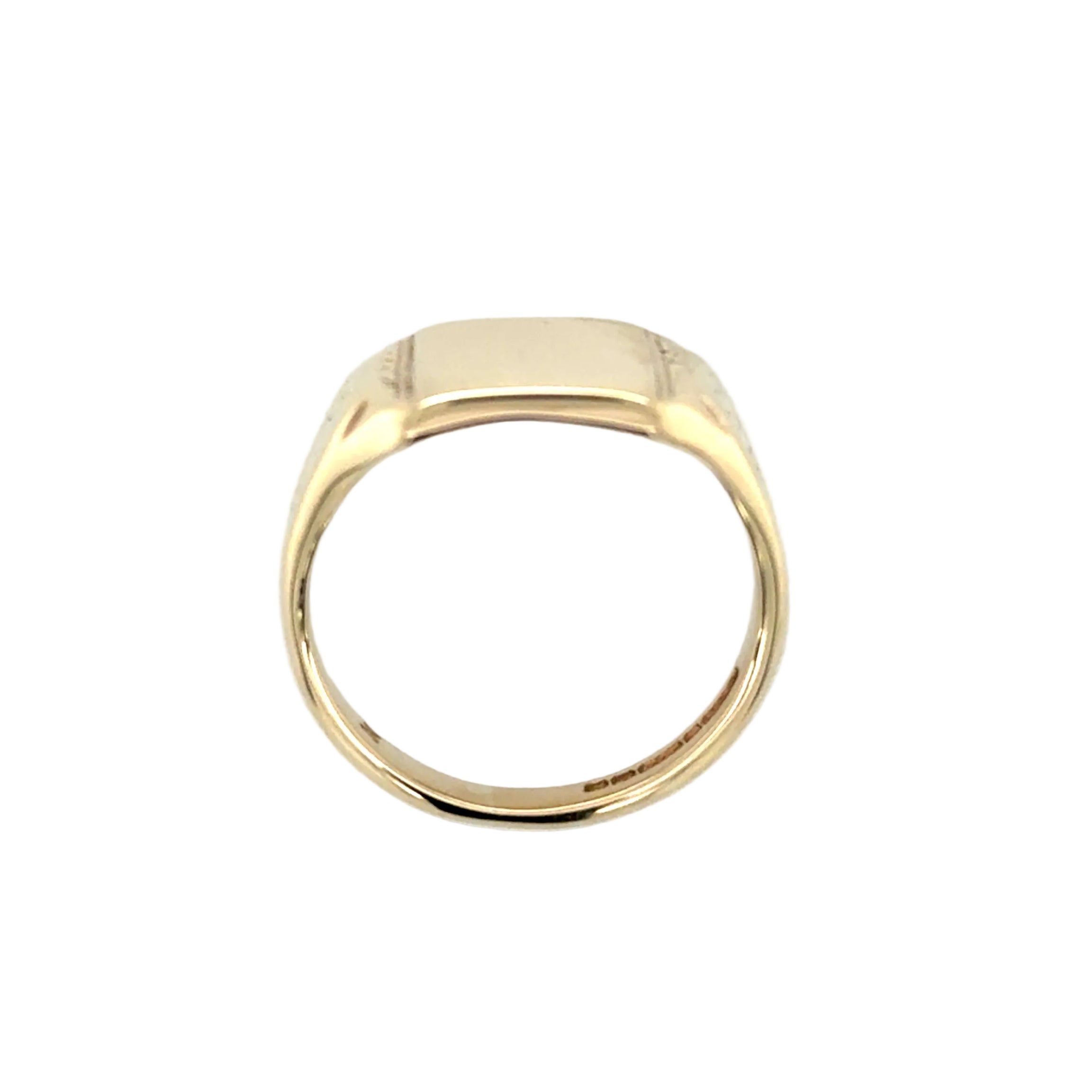 9ct Yellow Gold Vintage Square Plain & Patterned Signet Ring Birmingham 1992