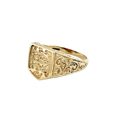 9ct Yellow Gold England Three Lions Shield Signet Ring - 6.71g