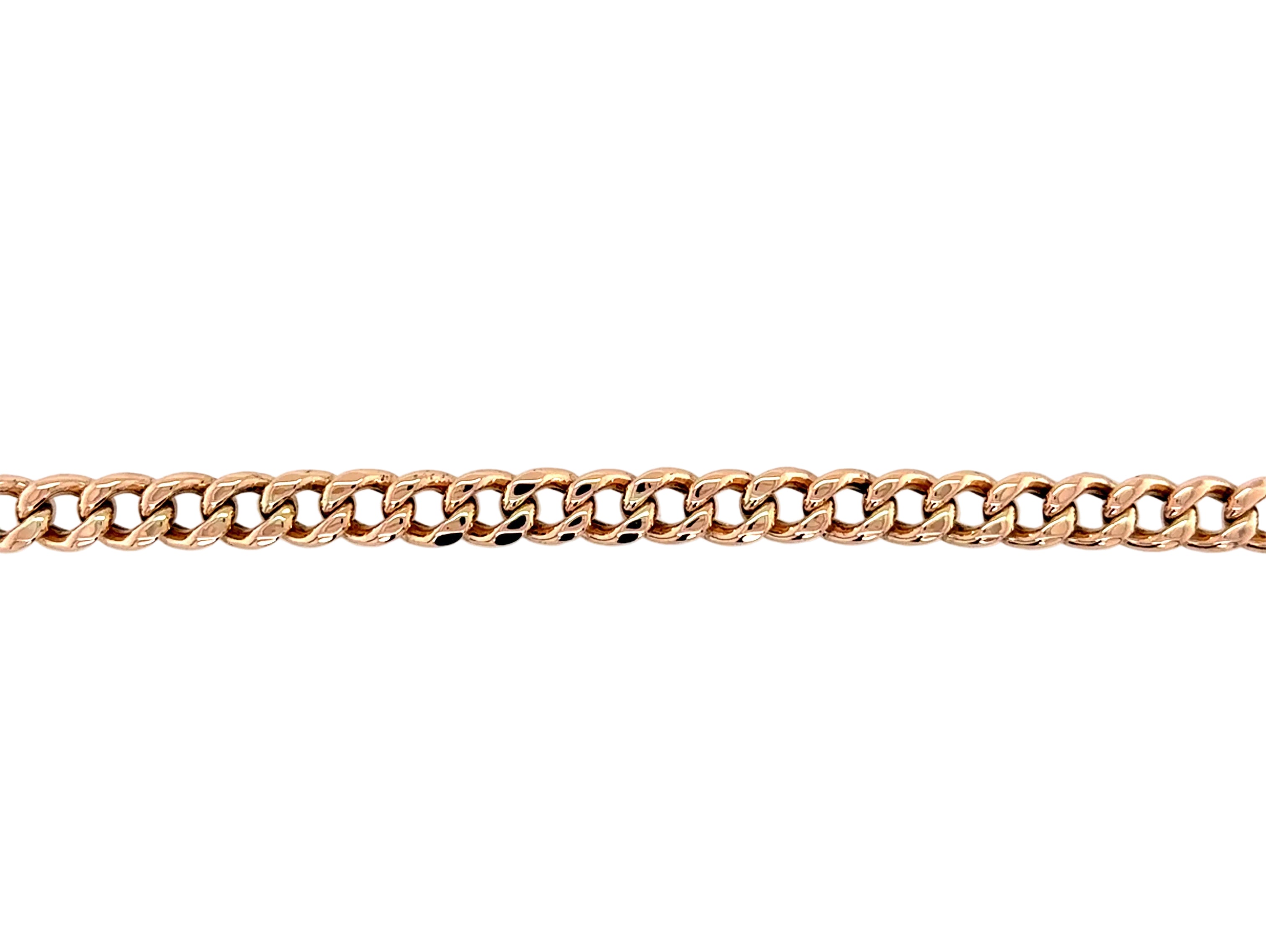 9ct Rose Gold 8.5"/21.25cm Hollow Curb Link Bracelet - 8.98g