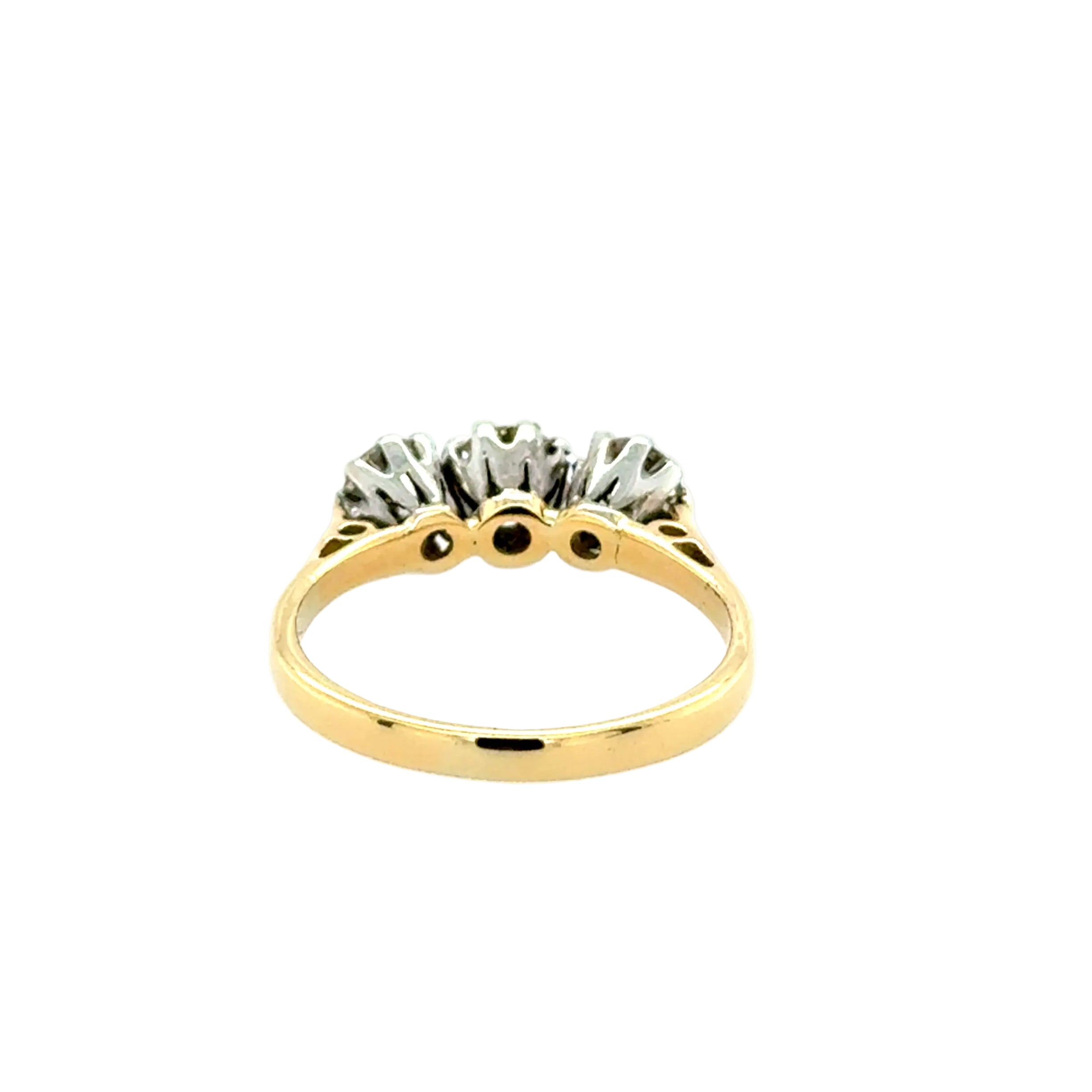 Vintage 1.00ct Diamond Three Stone Ring 18ct Yellow Gold Birmingham 1995