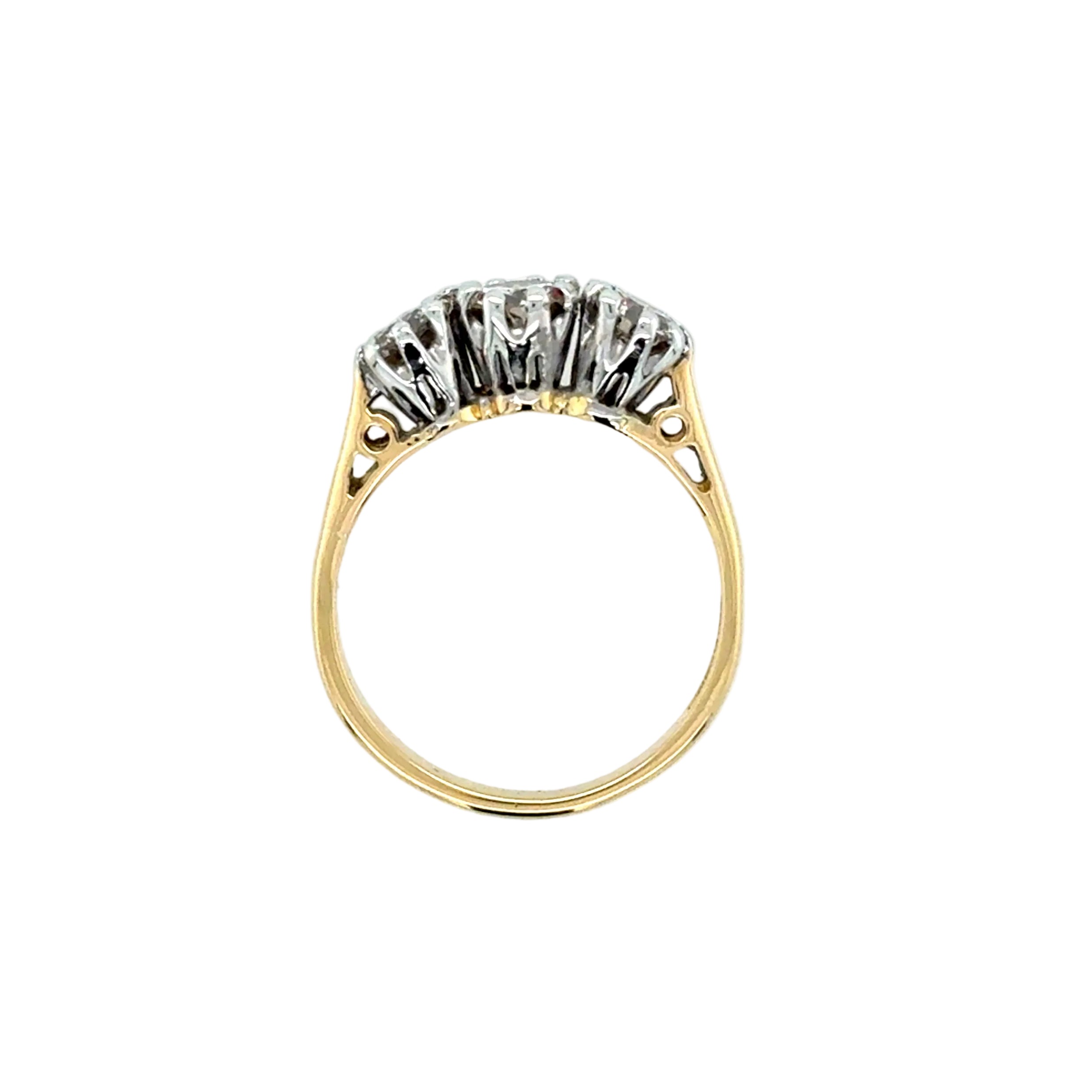 Vintage 1.00ct Diamond Three Stone Ring 18ct Yellow Gold Birmingham 1995