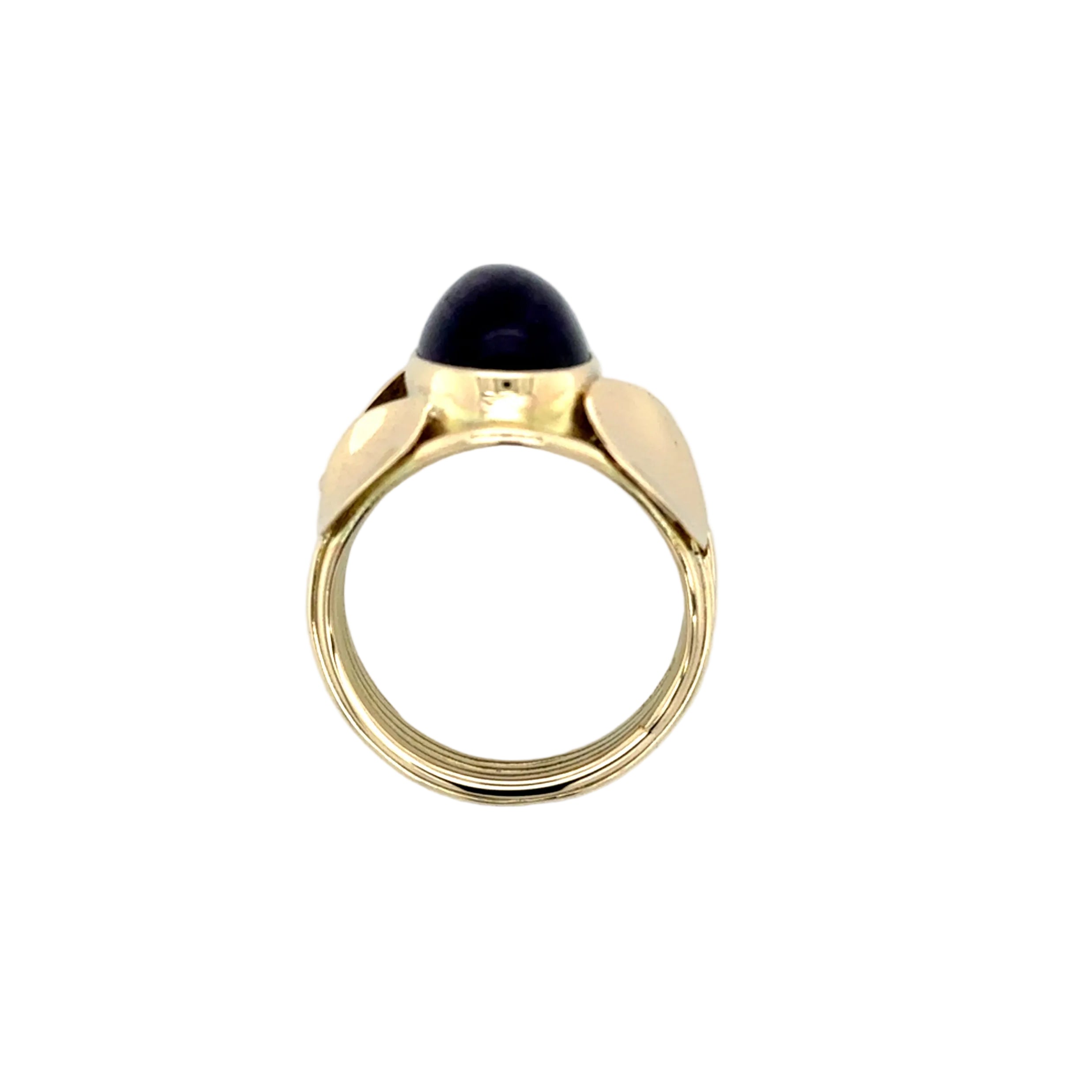 Cabochon Amethyst & 9ct Yellow Gold Unusual Handmade Ring Edinburgh 1992