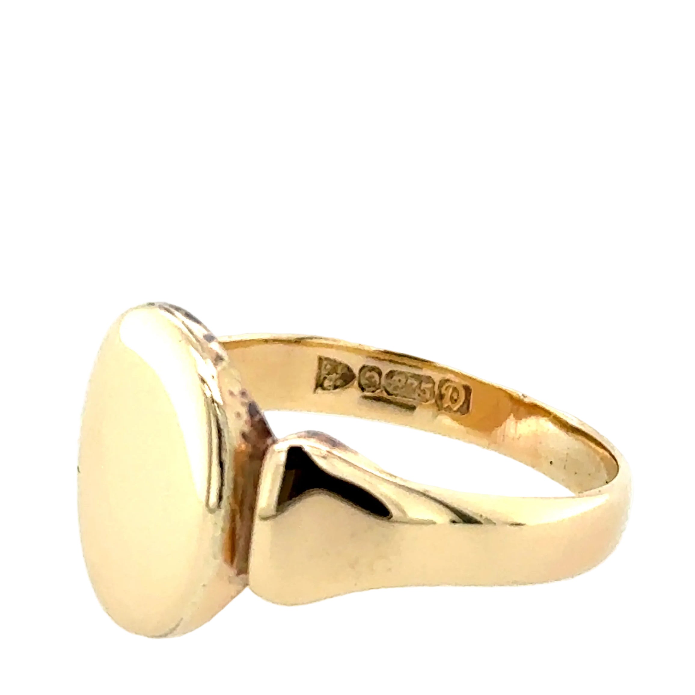 Antique 9ct Yellow Gold Oval Signet Ring Chester 1929
