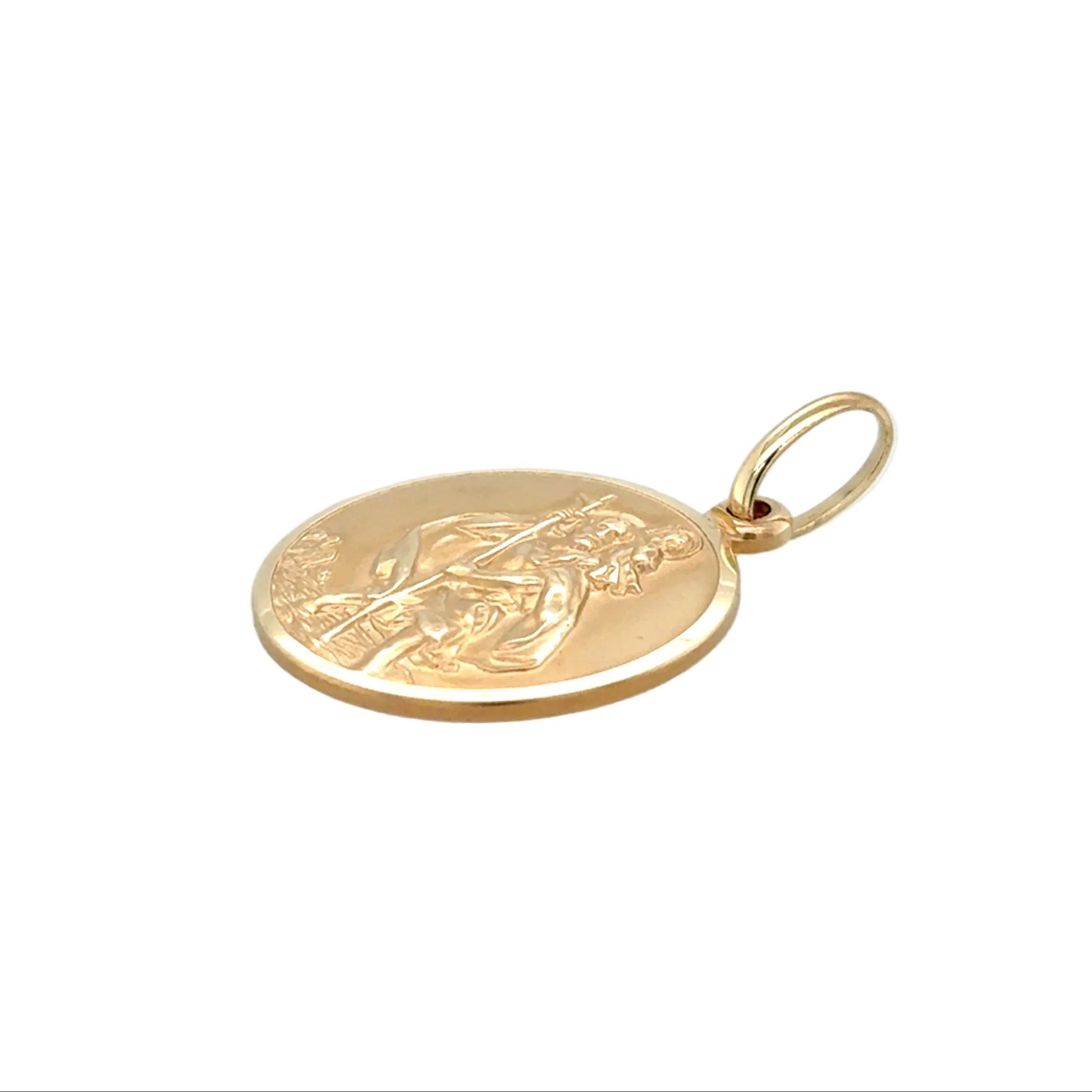 9ct Yellow Gold Round St Christopher Pendant - 5.52g