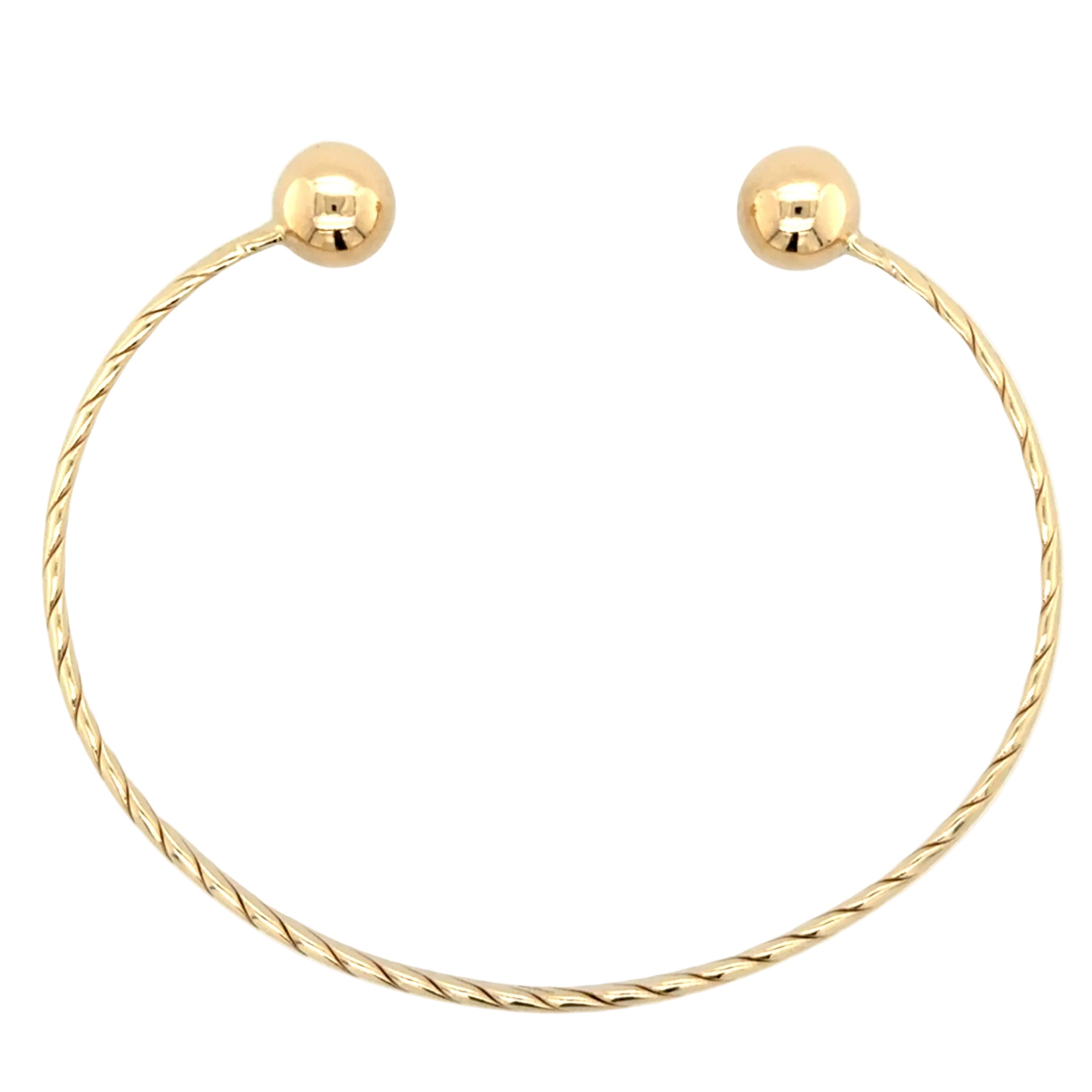 9ct Yellow Gold 7"/17.50cm Plaited Solid Torque Bangle - 7.20g