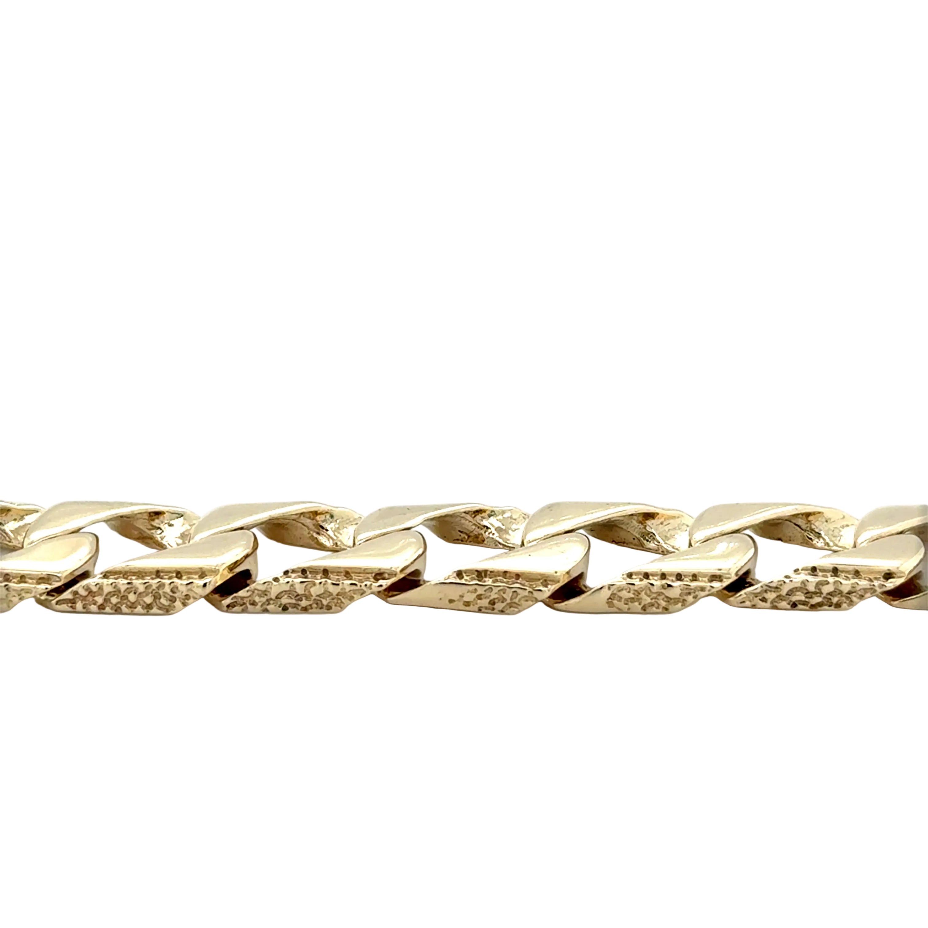 9ct Yellow Gold 8.5"/21.25cm Square Patterned & Polished Curb Bracelet - 36.00g
