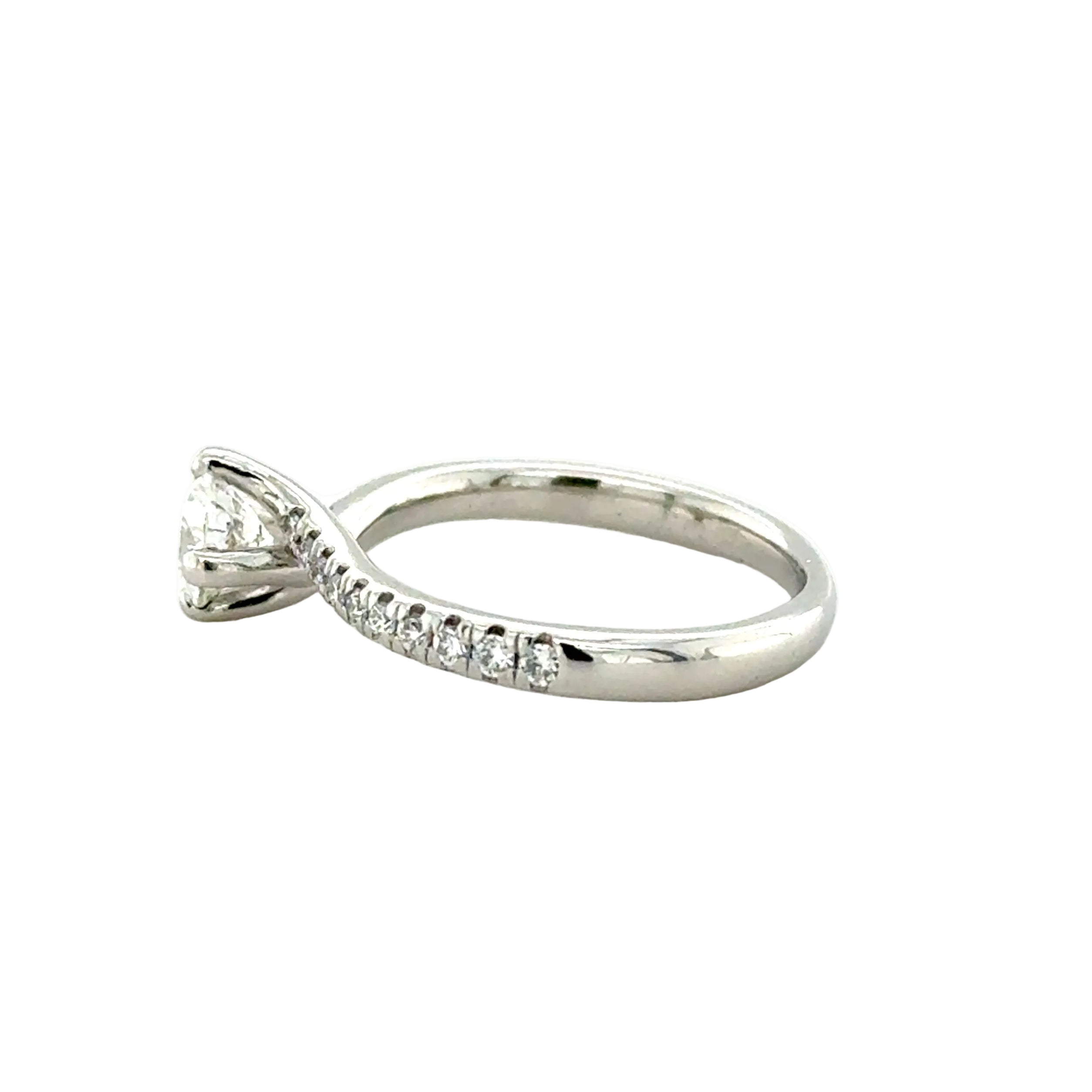 Platinum 0.52ct Round Brilliant Cut Diamond Single Stone Twist Ring GIA Certified