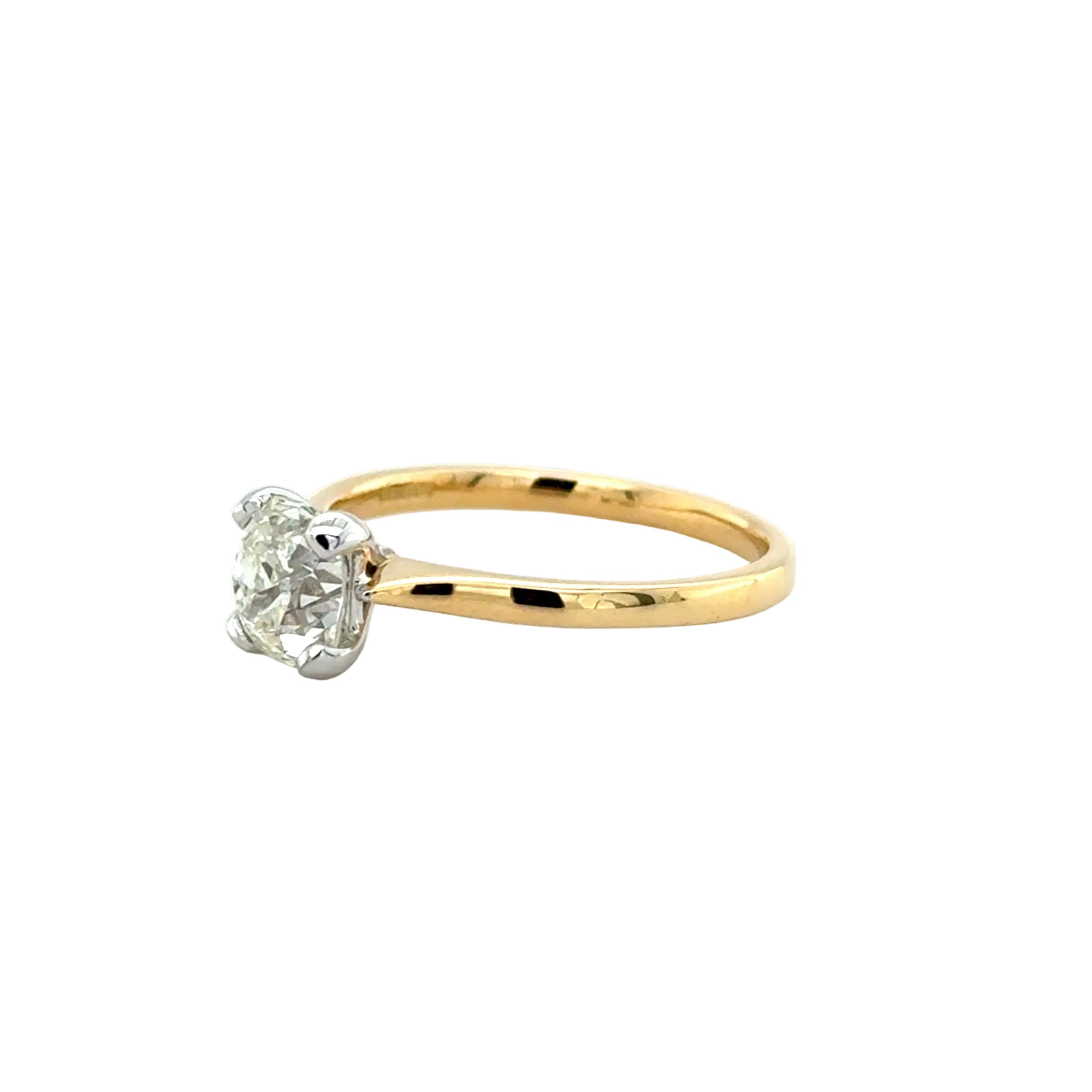 1.33ct Old Cushion Cut Diamond Single Stone Ring 18ct Yellow Gold Certified K SI2