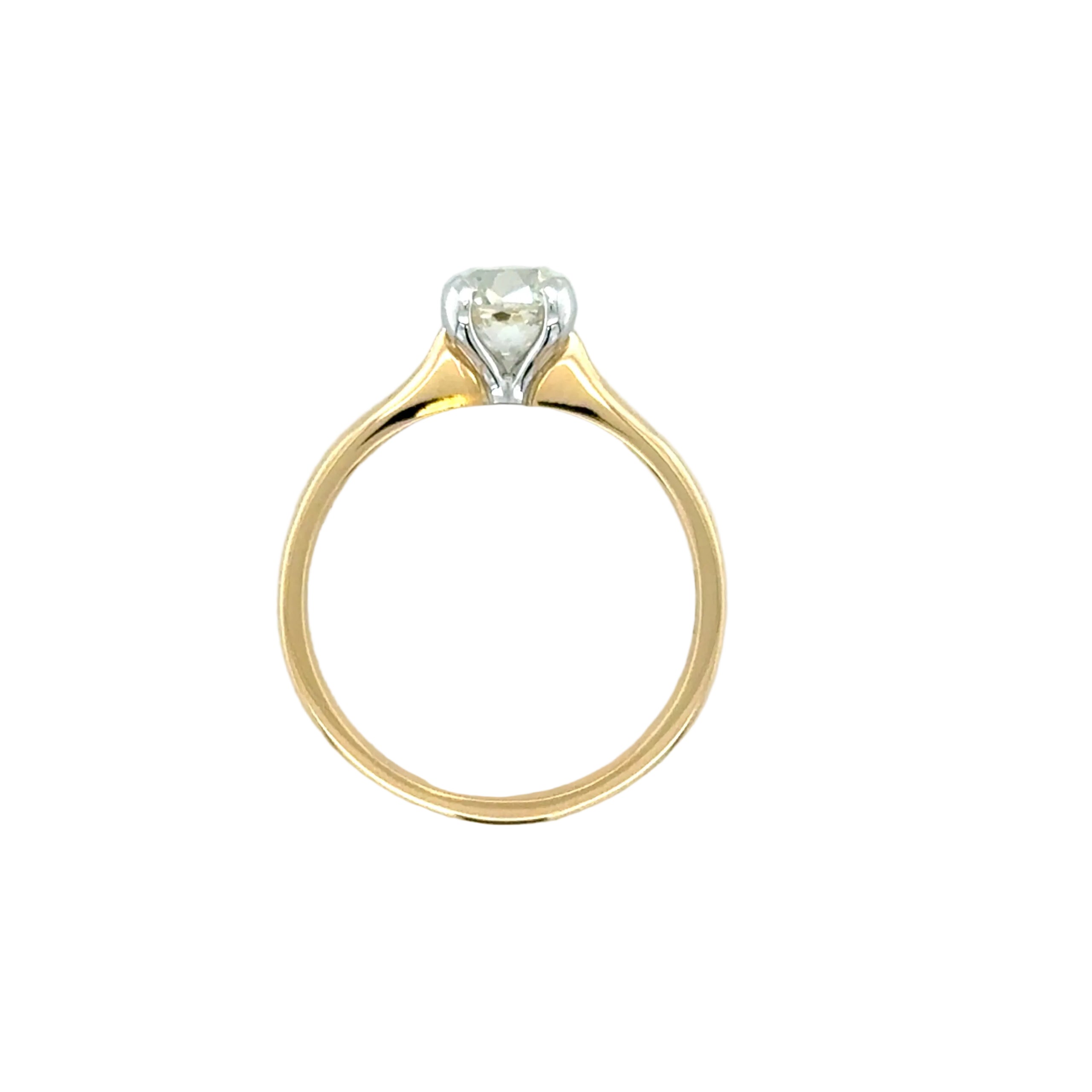 1.33ct Old Cushion Cut Diamond Single Stone Ring 18ct Yellow Gold Certified K SI2