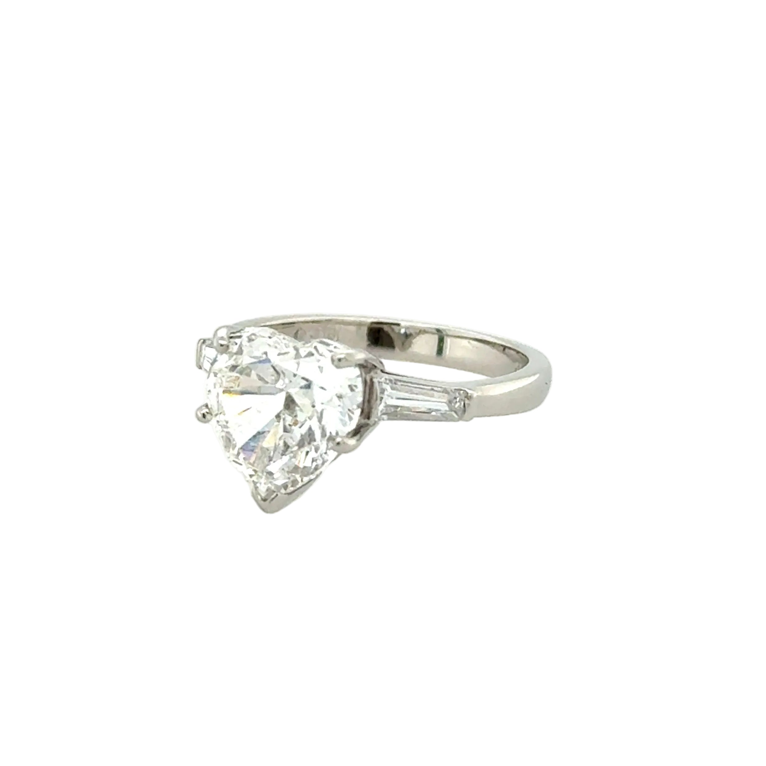 Platinum 3.01ct Heart Brilliant Cut Natural Diamond Single Stone Ring G SI2