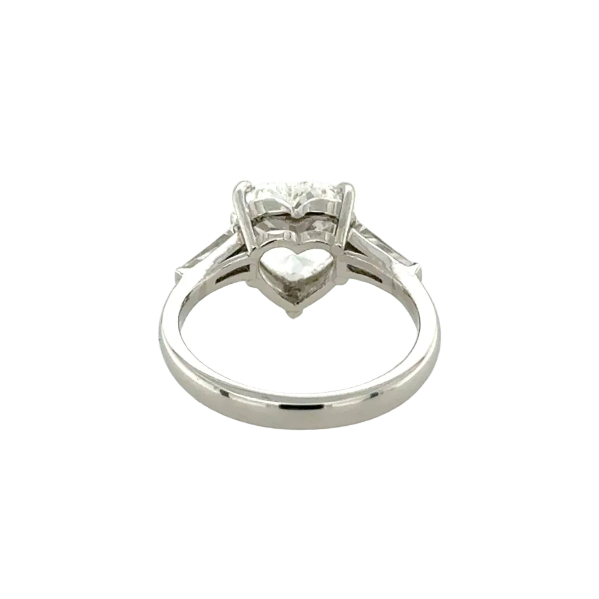 Platinum 3.01ct Heart Brilliant Cut Natural Diamond Single Stone Ring G SI2